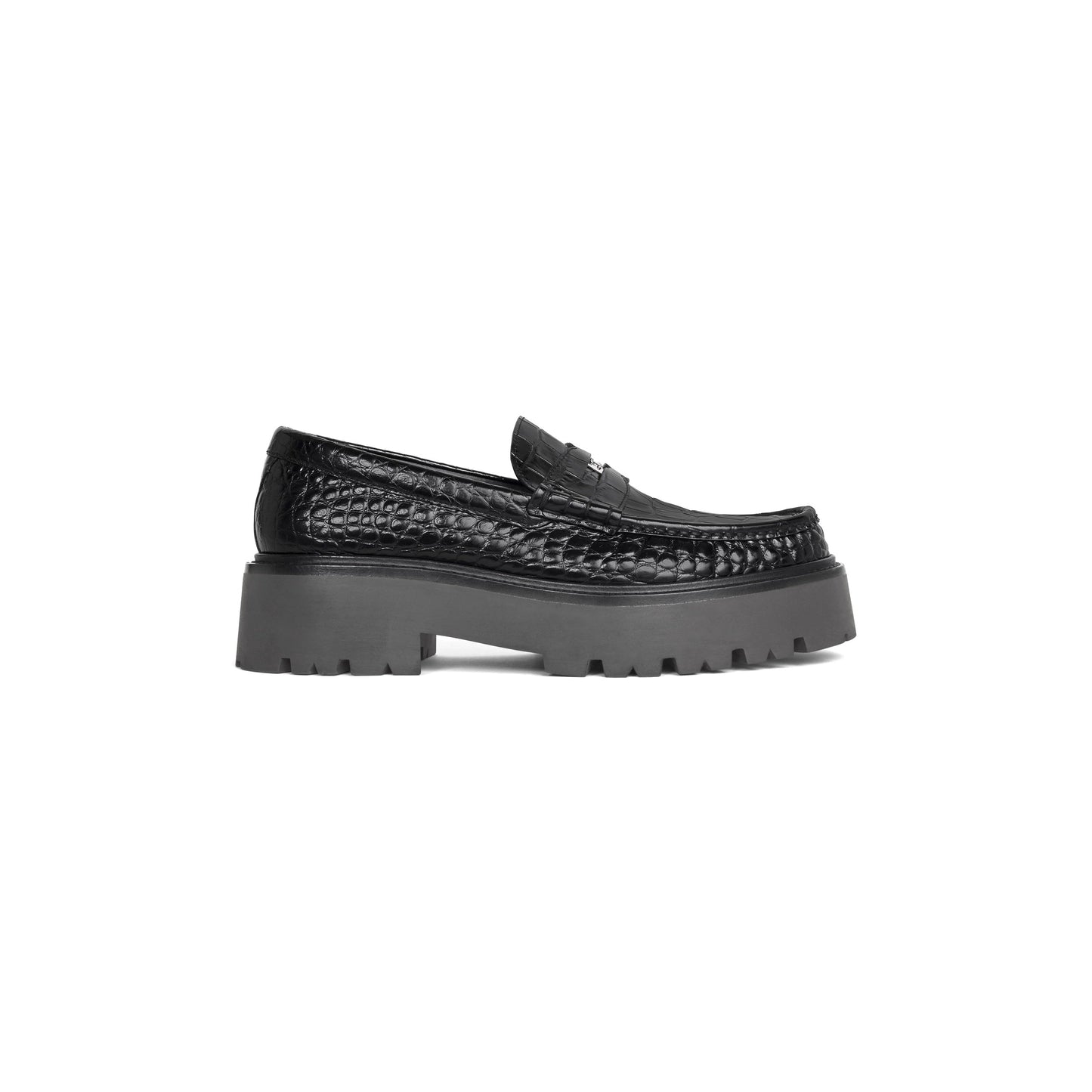 CÉLINE BULKY PENNY CROC EMBOSSED STAMPED CALFSKIN CHUNKY LOAFERS