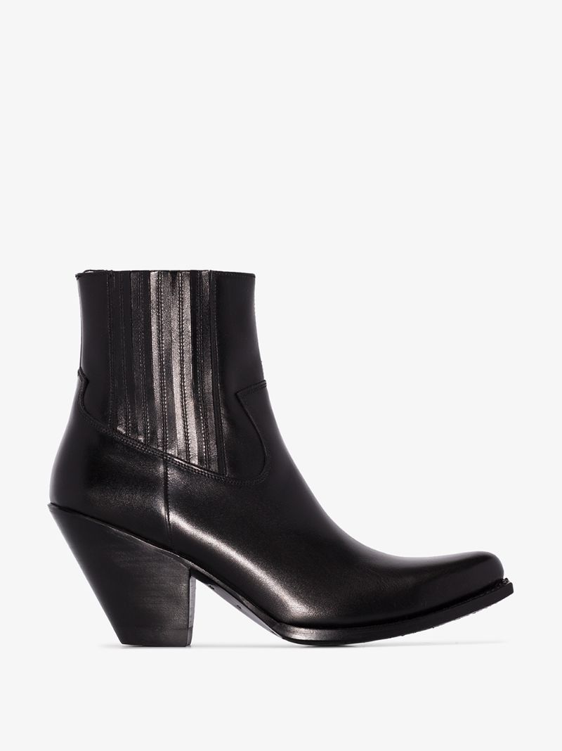 CÉLINE CALFSKIN LEATHER BERLIN 80 COWBOY ANKLE BOOTS