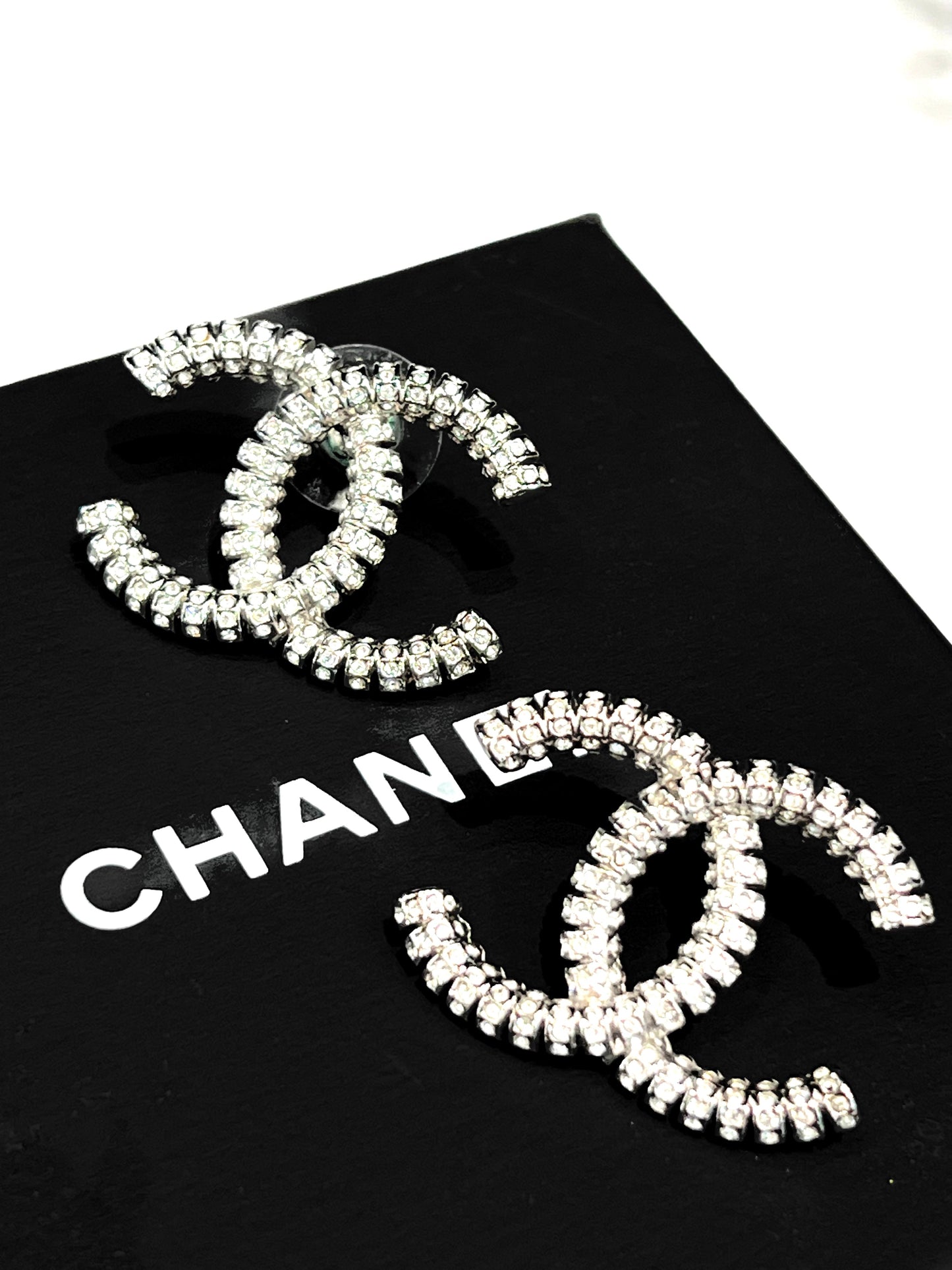 CHANEL CC CRYSTAL STUDDED EARRINGS