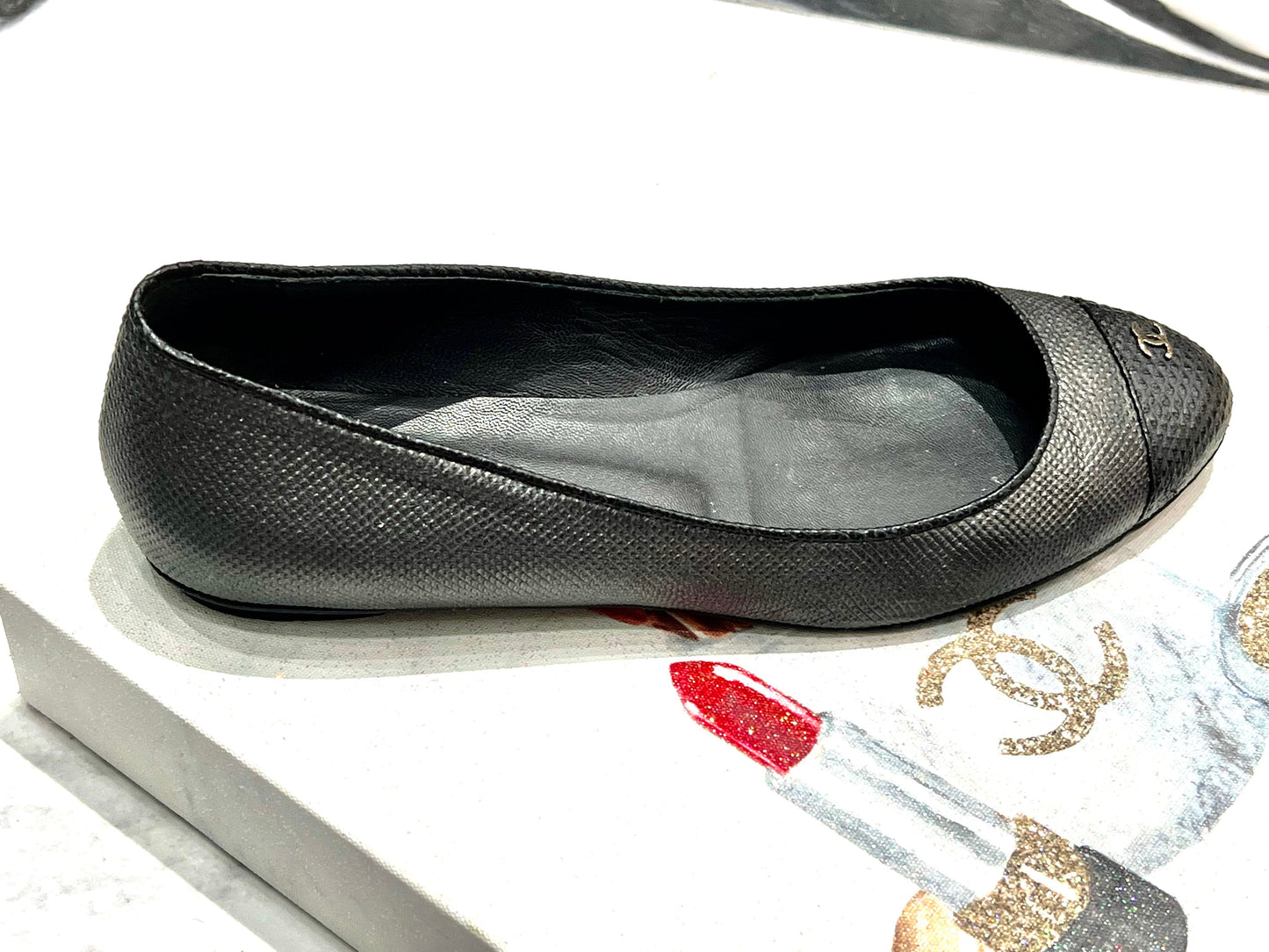 CHANEL CC WOVEN LEATHER CAP TOE SHOES