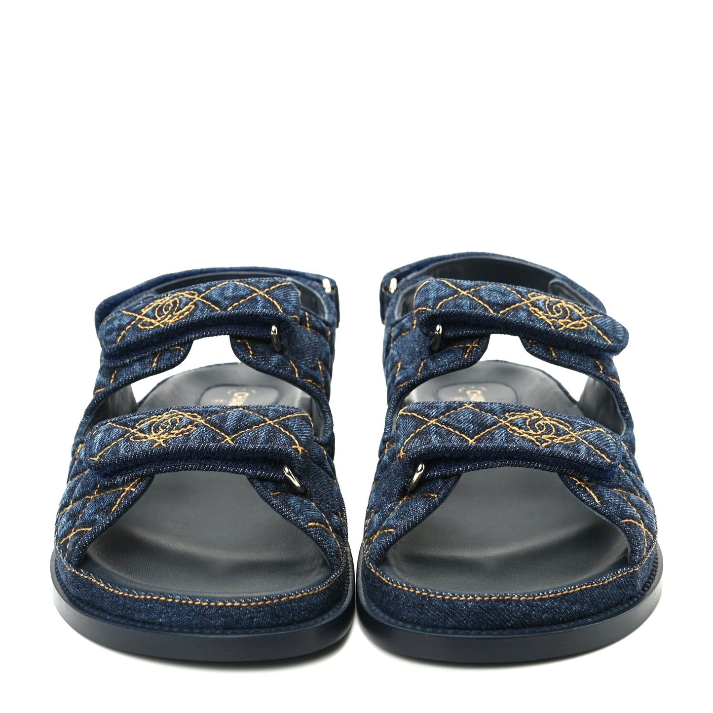 CHANEL VELCRO DENIM QUILTED DAD SANDALS