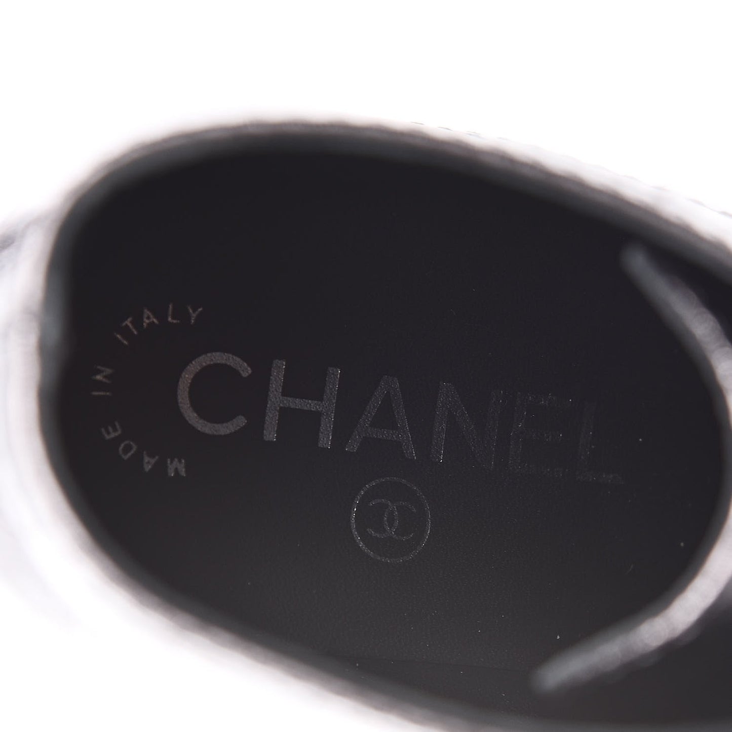 CHANEL CC METALLIC LACE UP COMBAT BOOTS