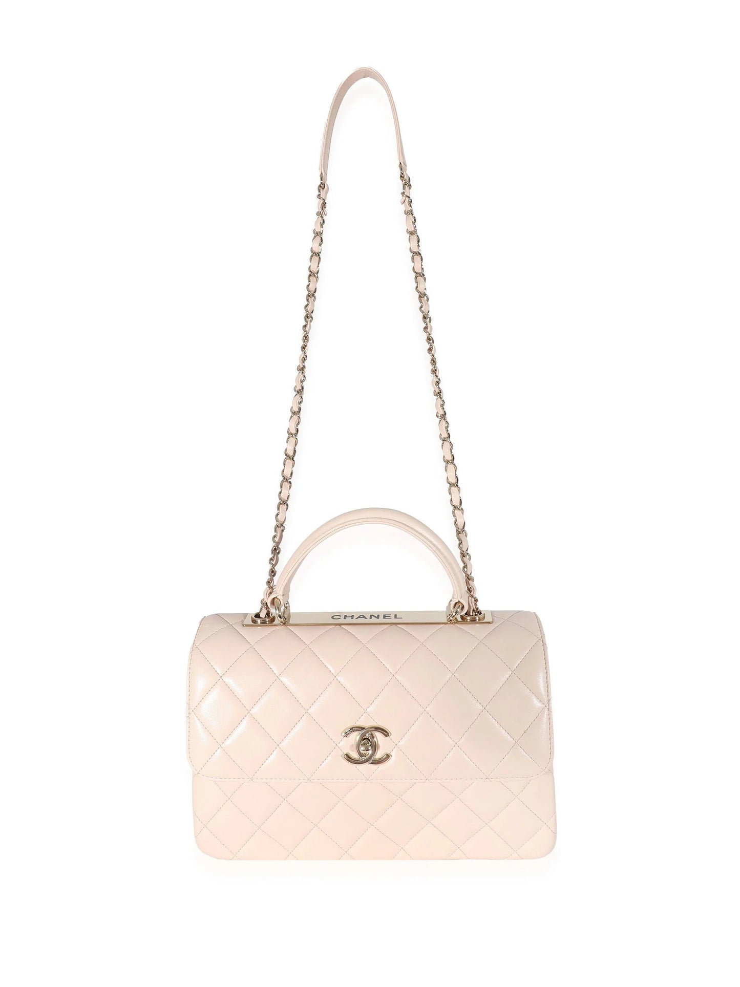 CHANEL QUILTED LAMBSKIN SMALL TRENDY CC HANDLE FLAP BAG PALE PINK