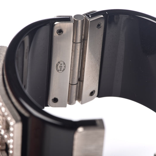 CHANEL RESIN SWAROVSKI BAGUETTE CRYSTAL CC CUFF BRACELET