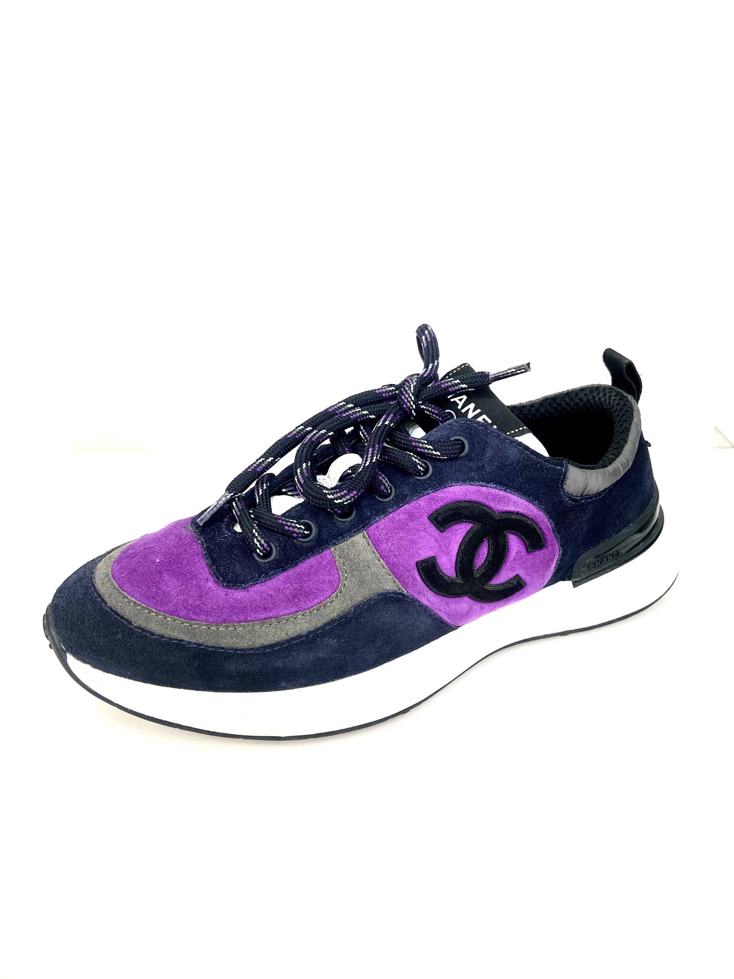 CHANEL CC SUEDE CALFSKIN SNEAKERS
