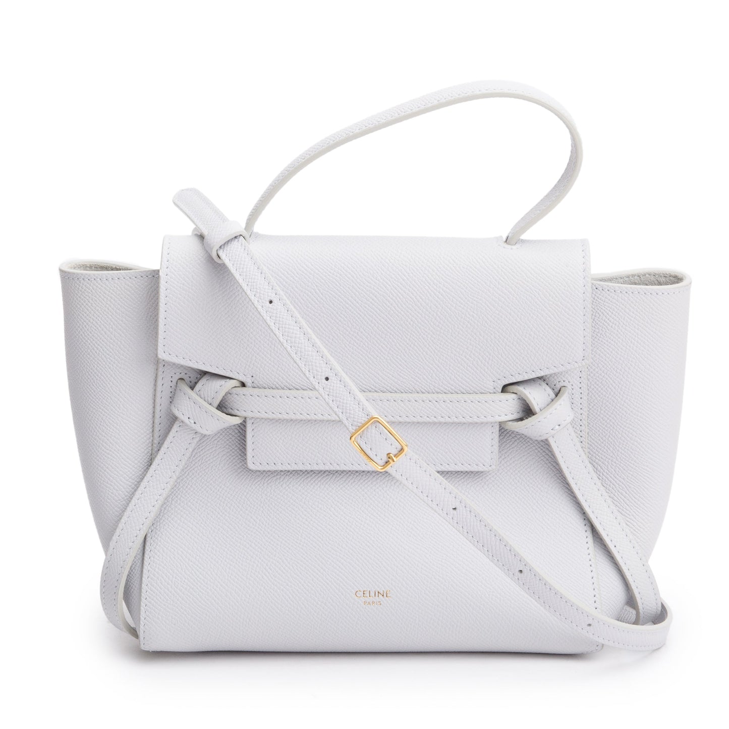 Celine 2021 Grey Grained Calfskin Leather Nano Belt Bag