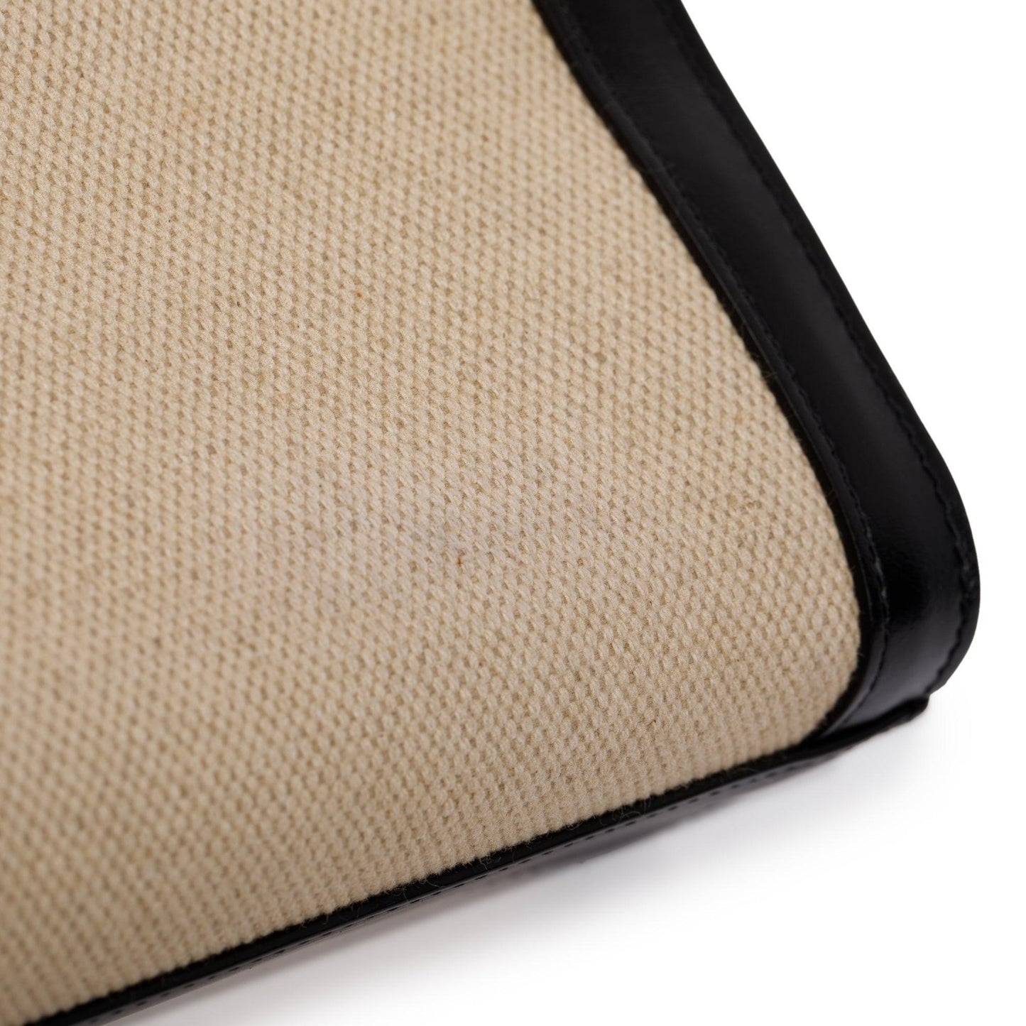 Celine 2021 Small Beige Canvas Black Calfskin Logo Vertical Cabas Tote