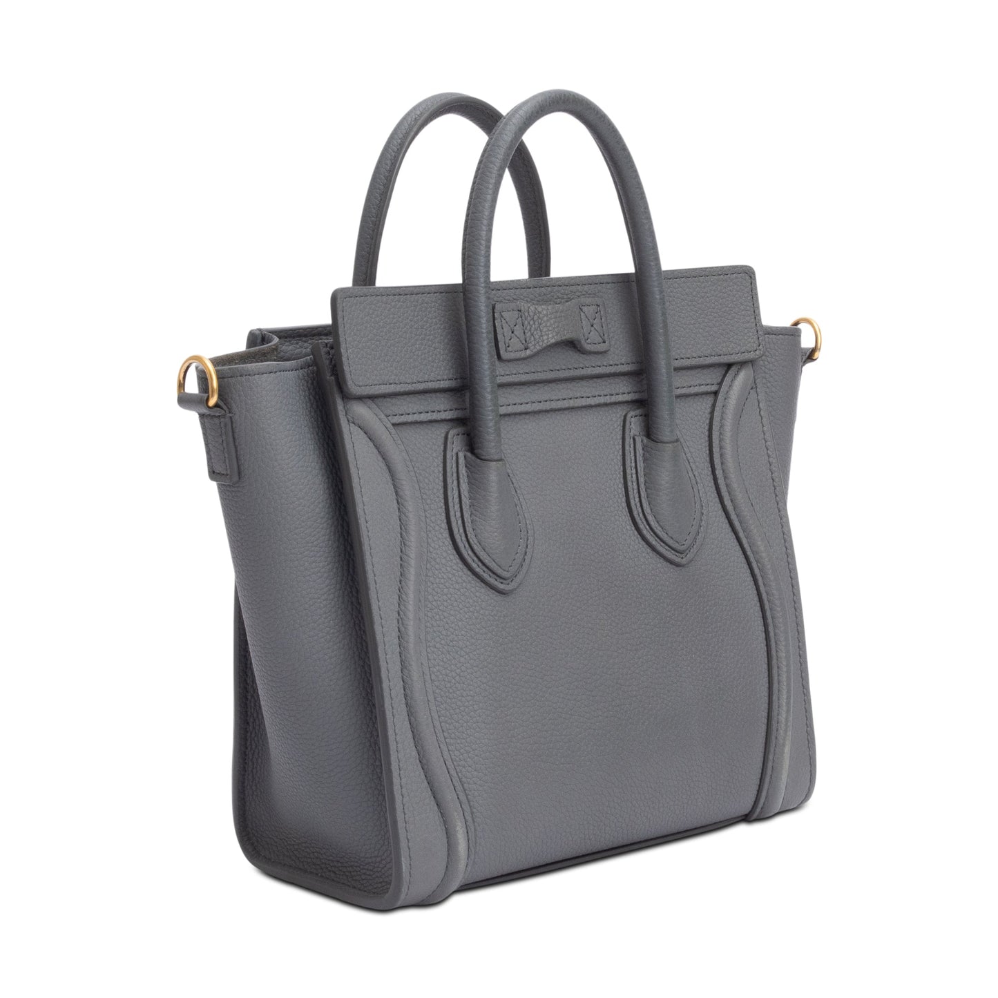 Celine 2022 Grey Calfskin Leather Nano Luggage Tote