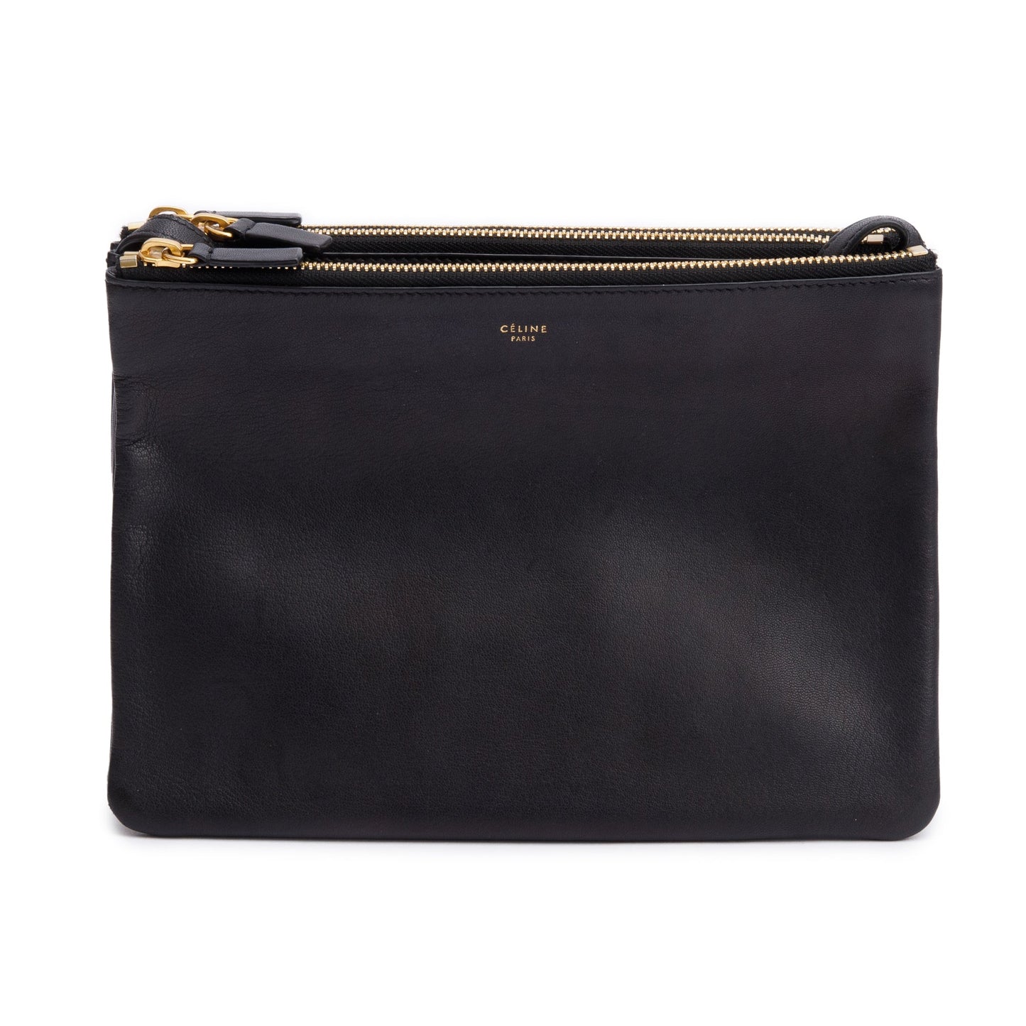 Celine Black Calfskin Leather Large Trio Crossbody Bag