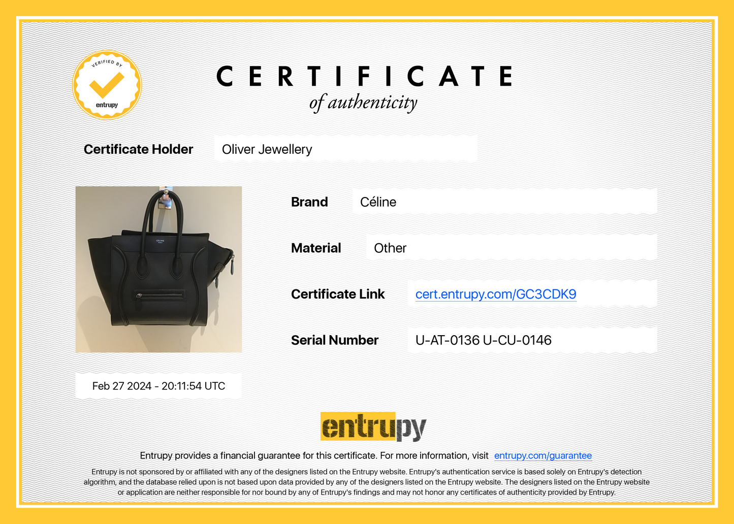 Celine Black Drummed Calfskin Leather Mini Luggage Tote
