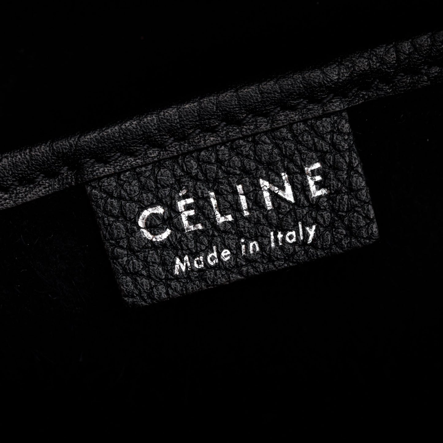 Celine Black Drummed Calfskin Leather Nano Luggage Tote