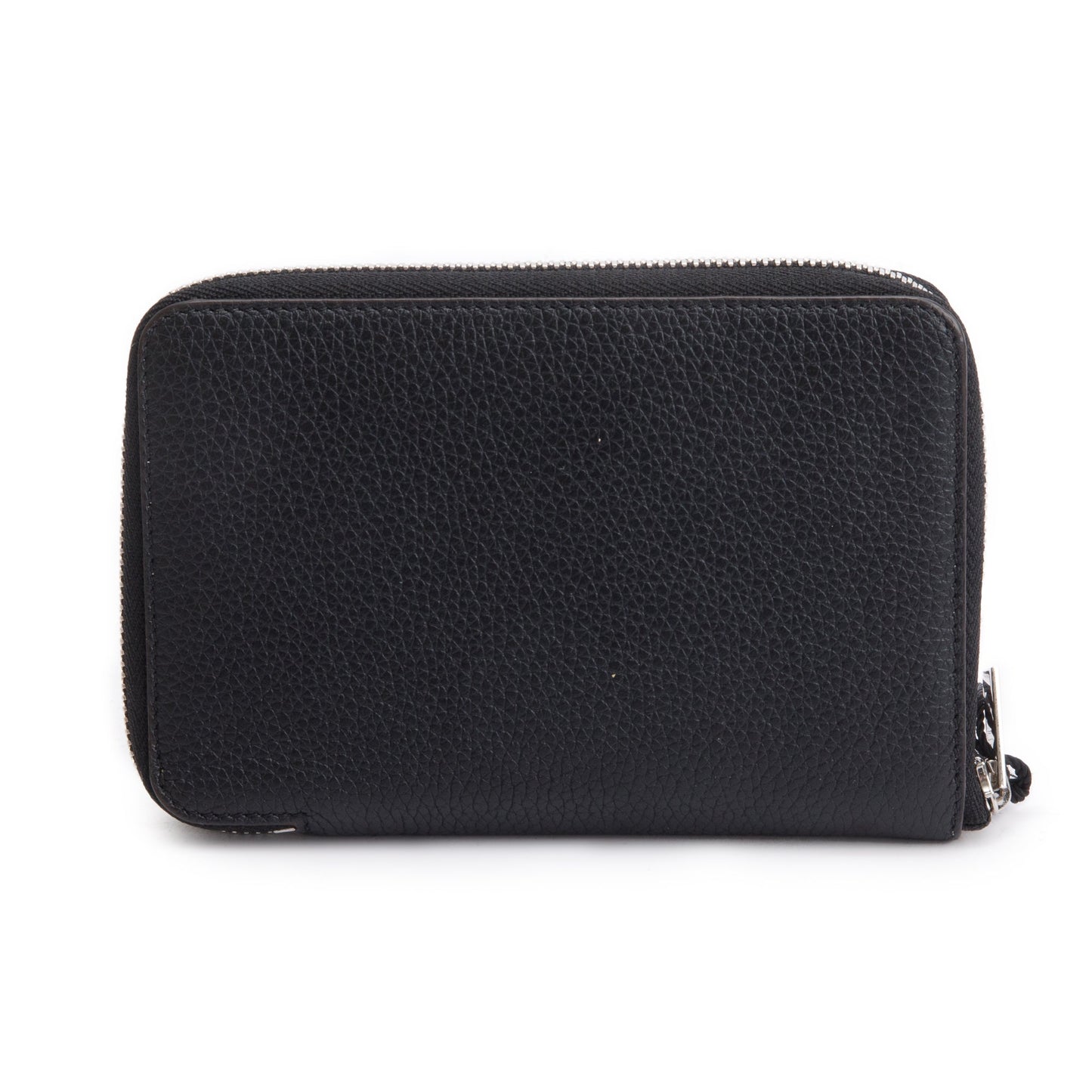Celine Black Grained Calfskin Leather Zipped Compact Wallet