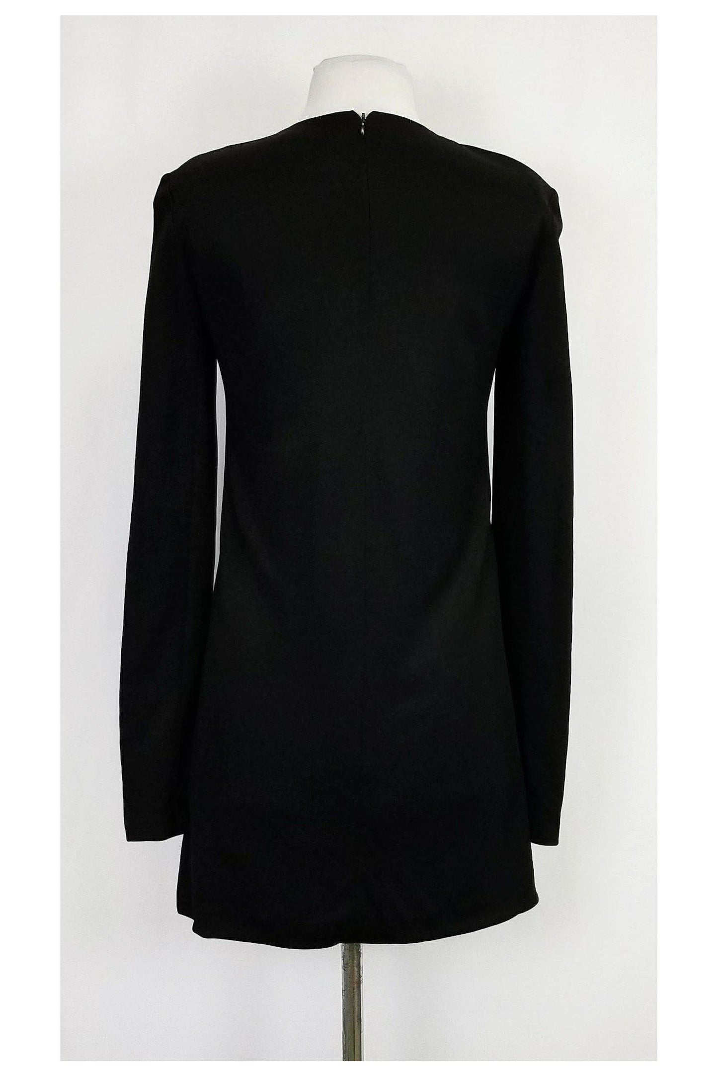 Luxury CELINE - Black Long Sleeve Shift Dress Sz 4