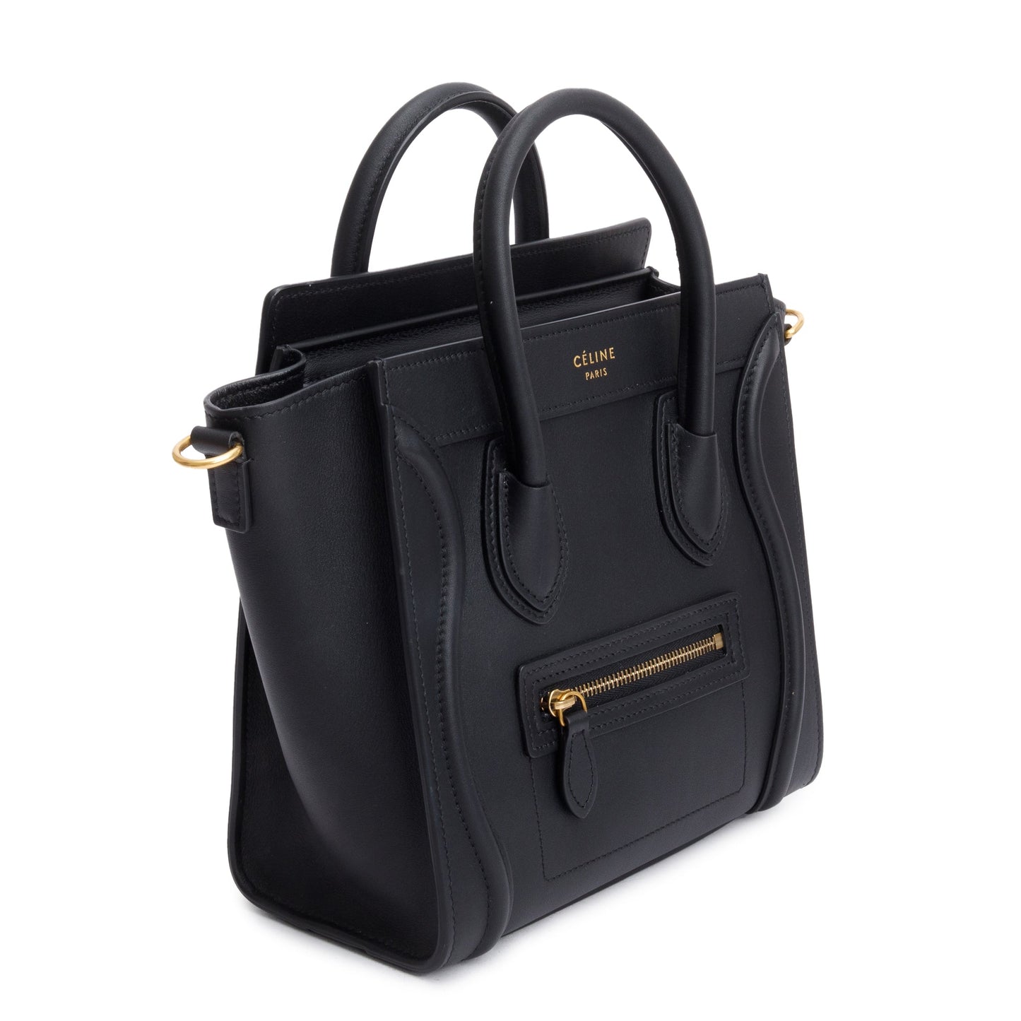Celine Black Smooth Calfskin Leather Nano Luggage Tote