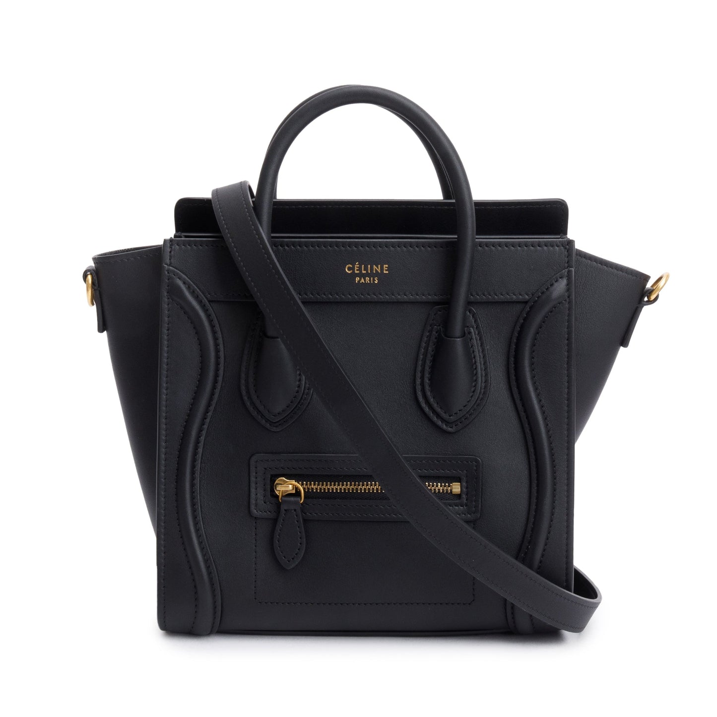 Celine Black Smooth Calfskin Leather Nano Luggage Tote