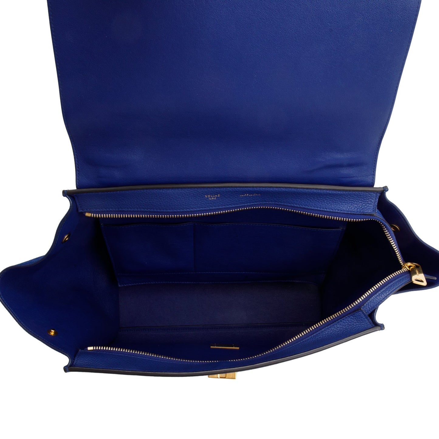 Celine Blue Calfskin Suede Leather Medium Trapeze Bag