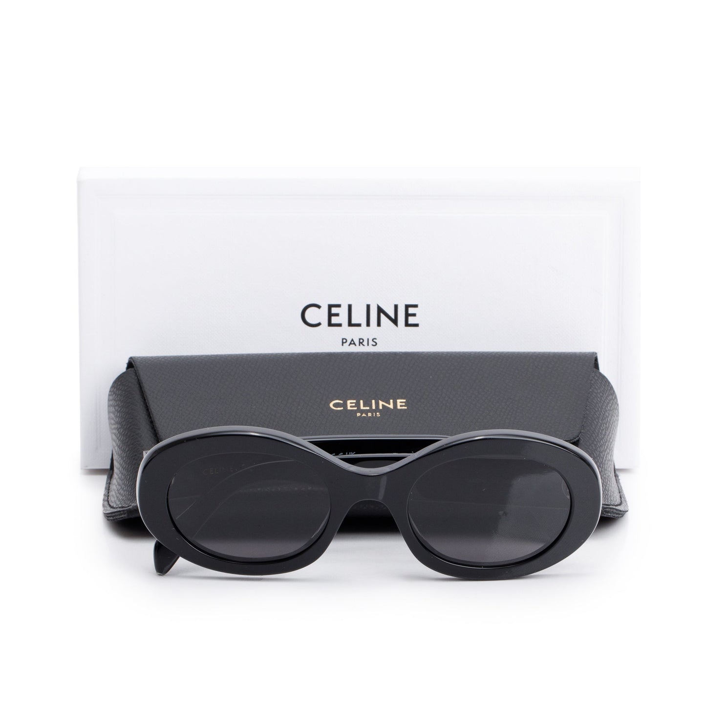 Celine CL40194U Black Acetate Triomphe 01 Oval Sunglasses