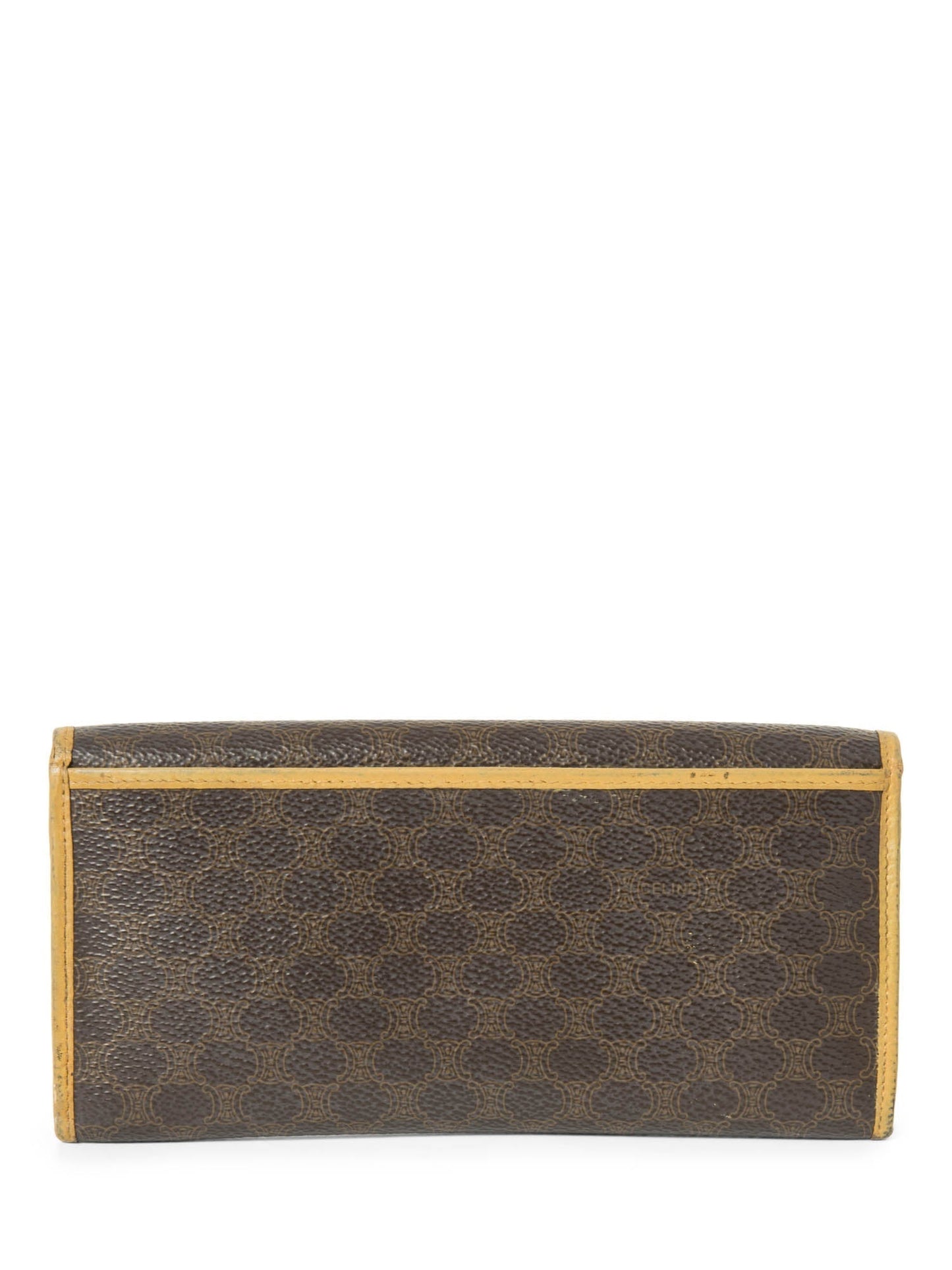 Luxury CELINE Logo Canvas Flap Long Wallet Brown