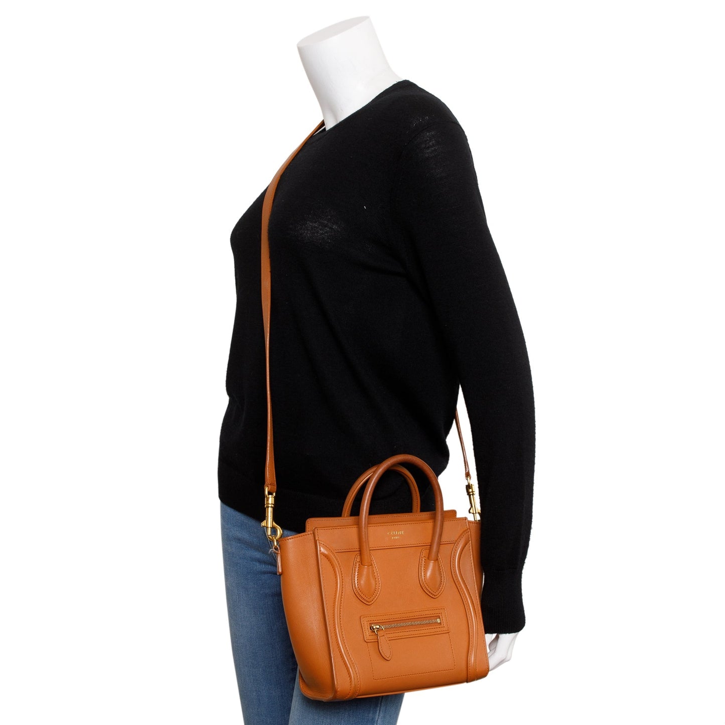 Celine Terracotta Smooth Calfskin Leather Nano Luggage Tote