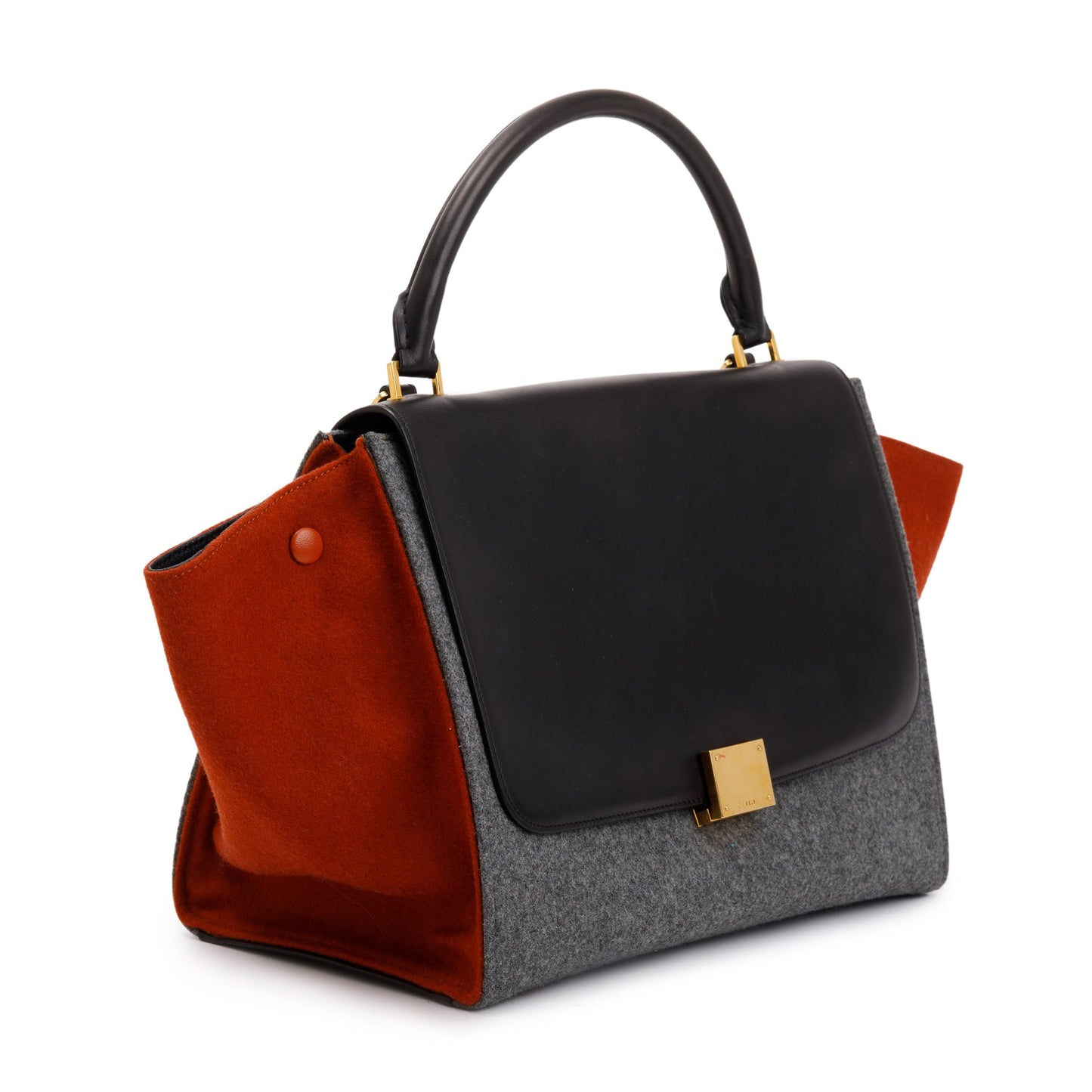 Celine Tricolor Calfskin Leather and Felt Medium Trapeze Bag