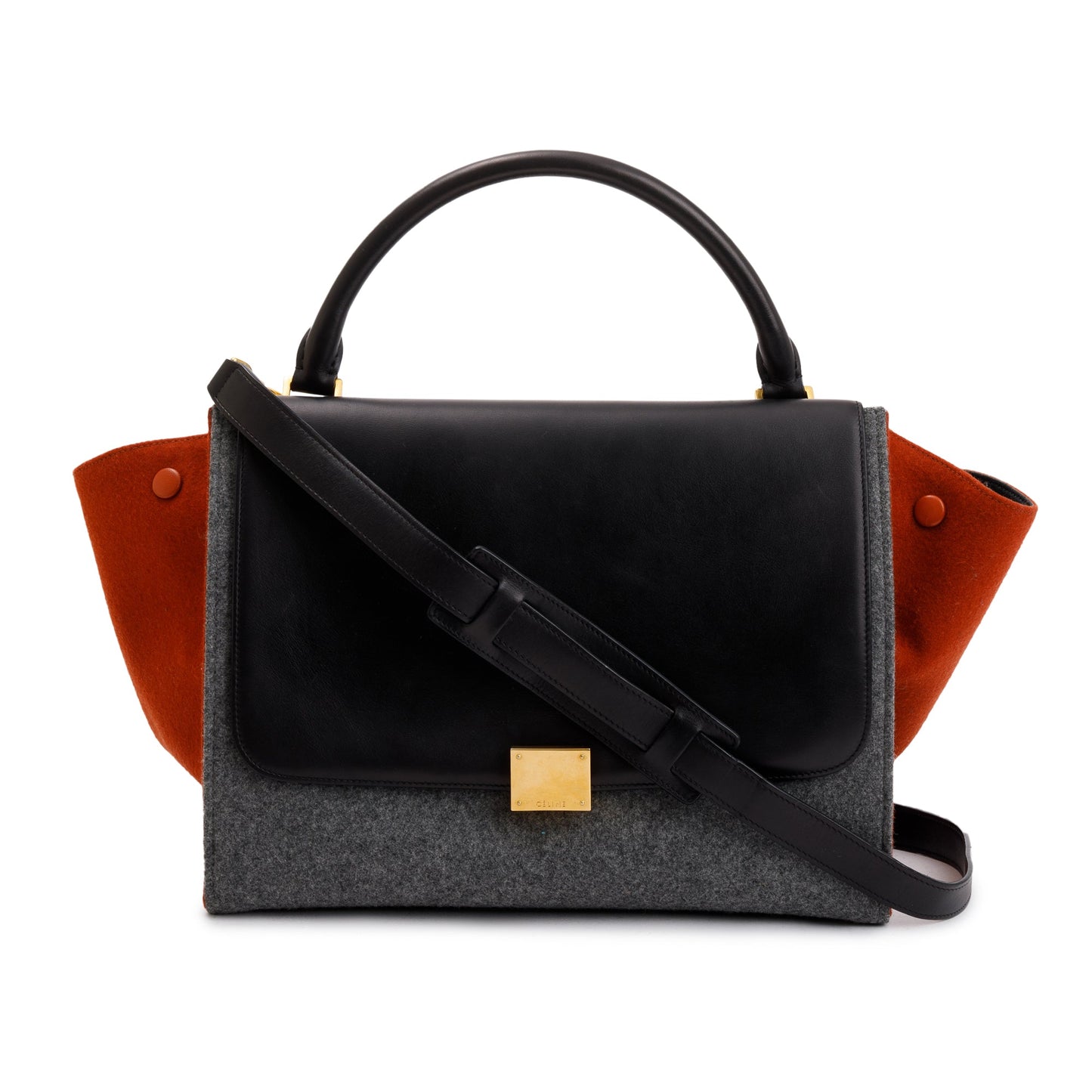 Celine Tricolor Calfskin Leather and Felt Medium Trapeze Bag