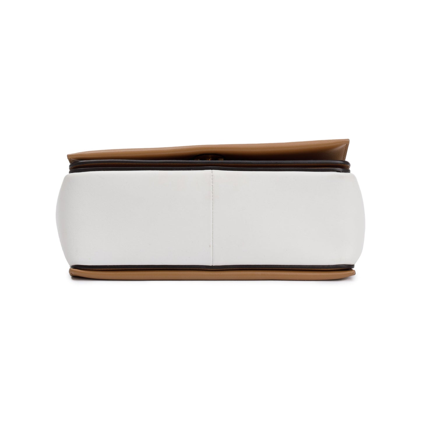 Celine White/Tan Smooth Calfskin Leather Medium Frame Shoulder Bag
