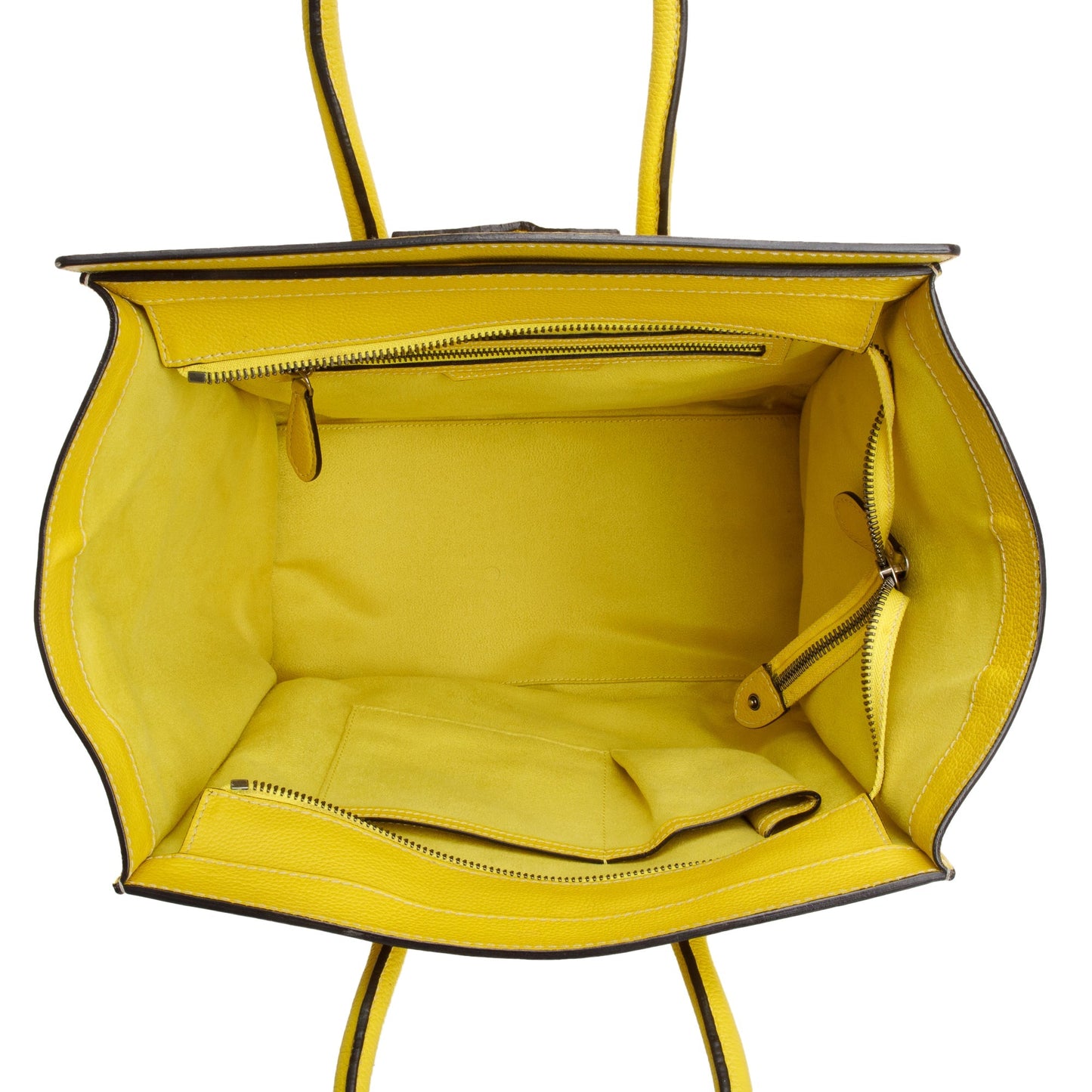 Celine Yellow Drummed Calfskin Leather Mini Luggage Tote