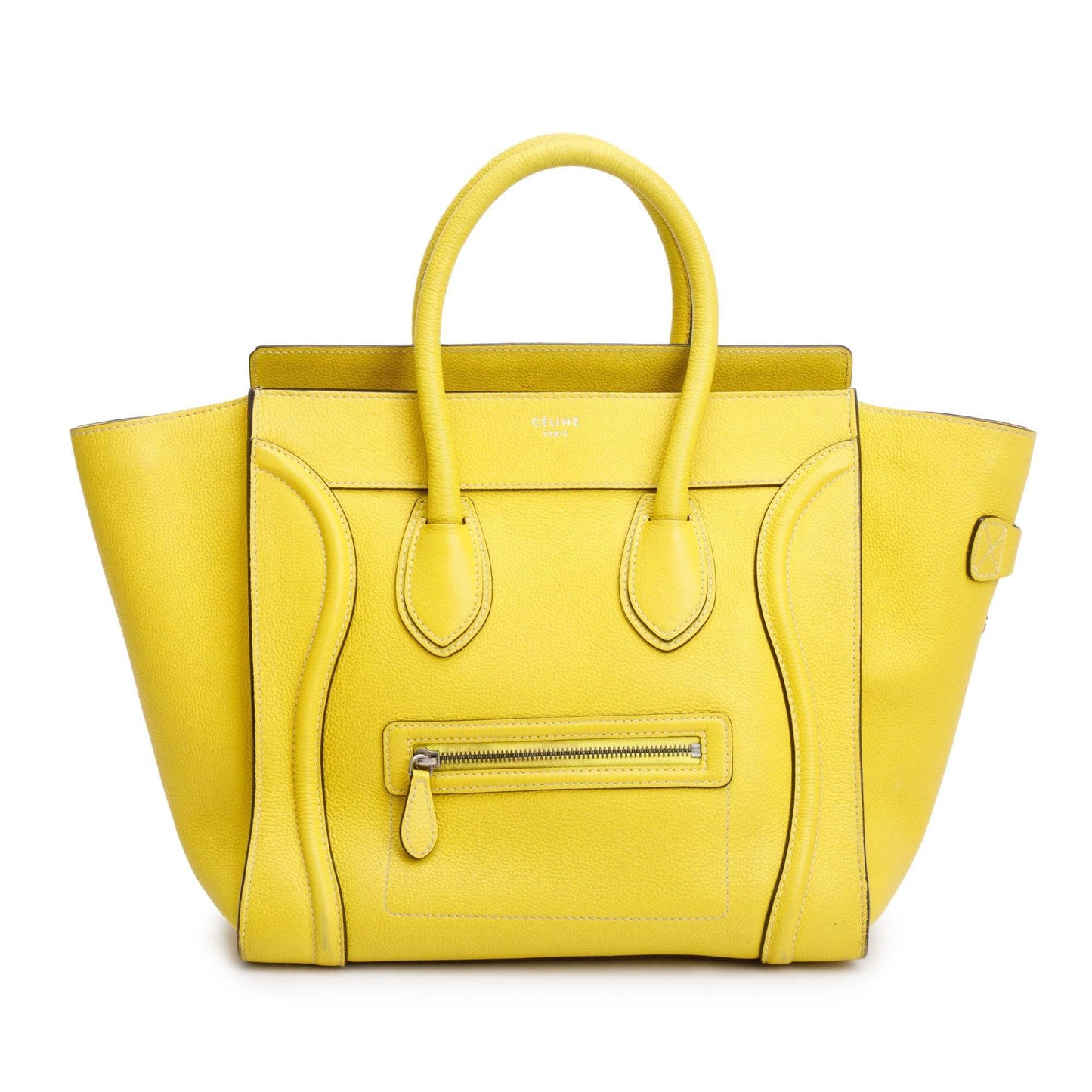 Celine Yellow Drummed Calfskin Leather Mini Luggage Tote