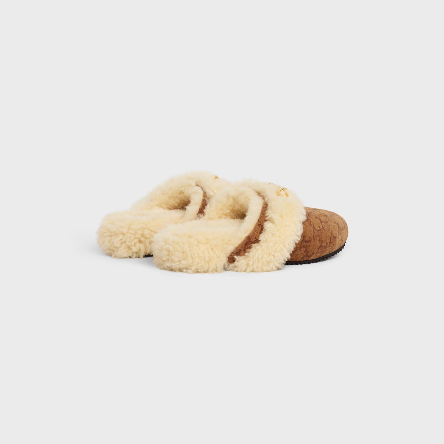 CÉLINE TRIOMPH FUR SHEARLING SLIDES