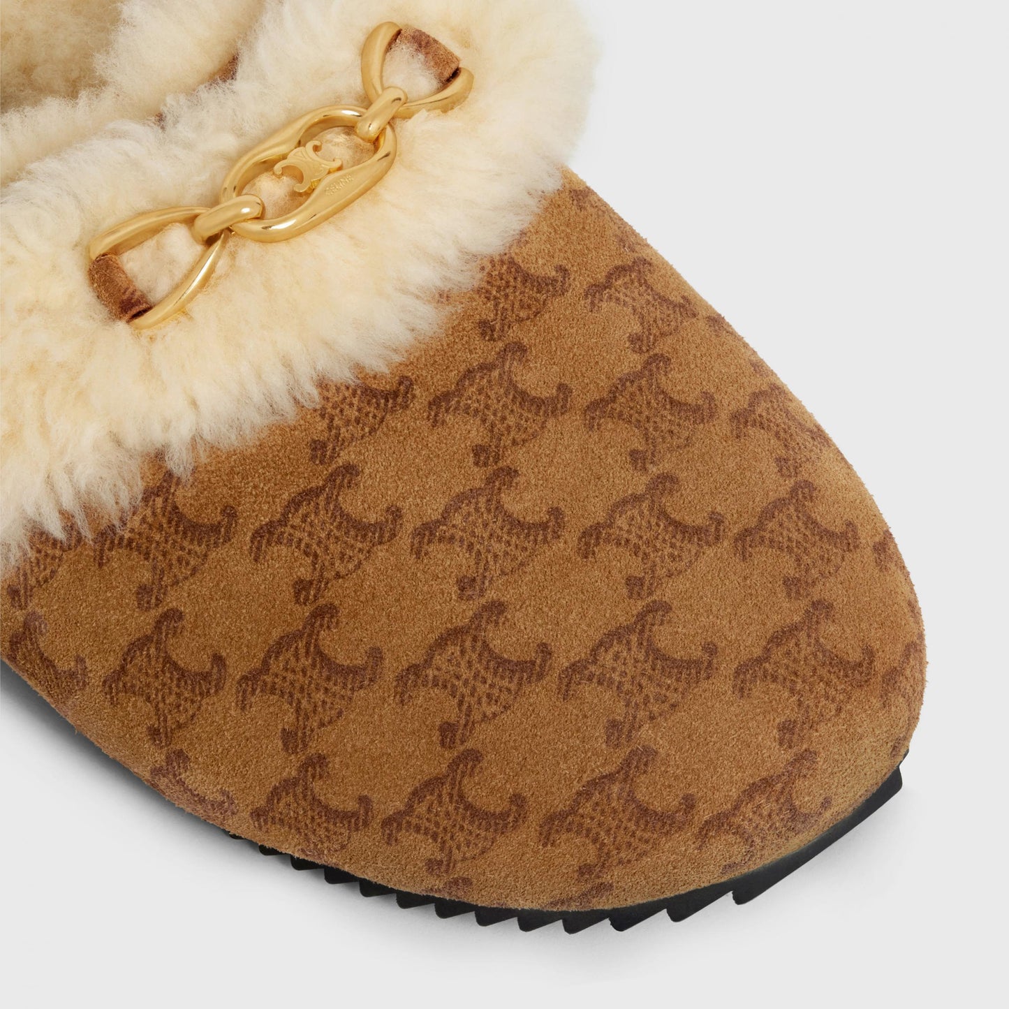 CÉLINE TRIOMPH FUR SHEARLING SLIDES