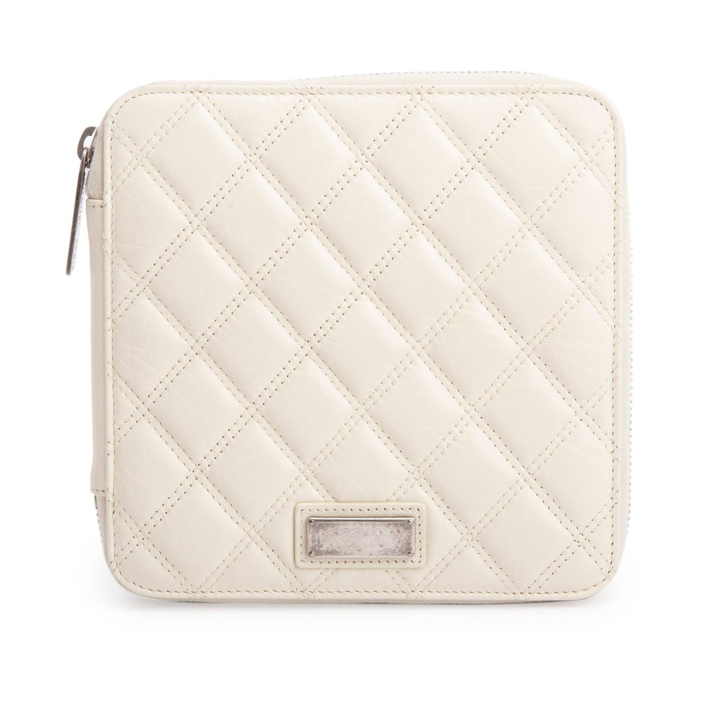 Chanel Cream Lambskin Quilted Zipped Tavel Pouch