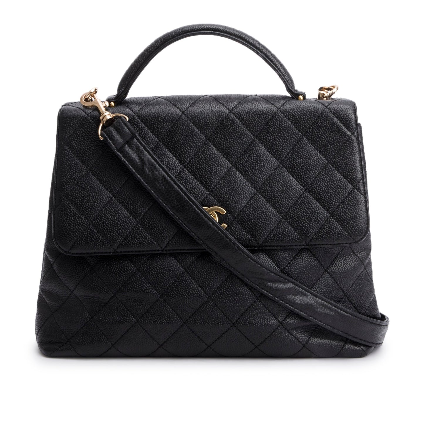 Chanel Vintage Black Caviar Jumbo Kelly Flap Bag