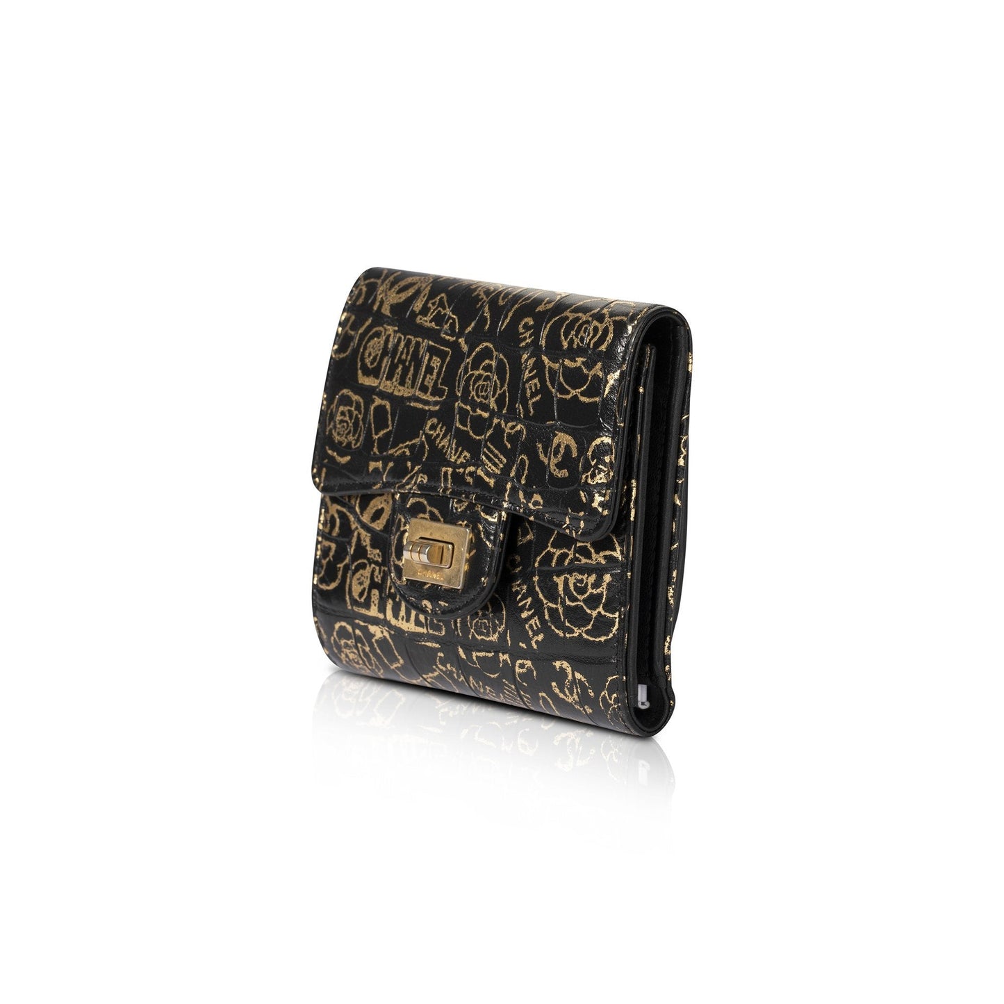 Chanel 2019 Crocodile Embossed Grafitti Reissue Wallet
