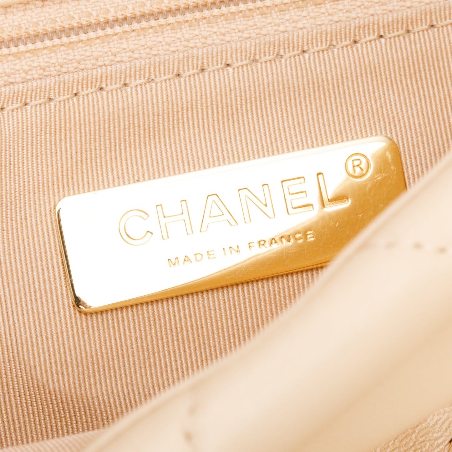 Chanel 2020 Beige Lambskin Leather Medium 19 Flap Bag