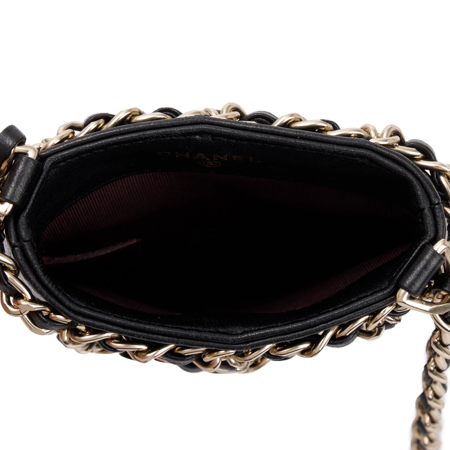 Chanel 2020 Black Calfskin Leather Tech Me Out Clutch With Chain