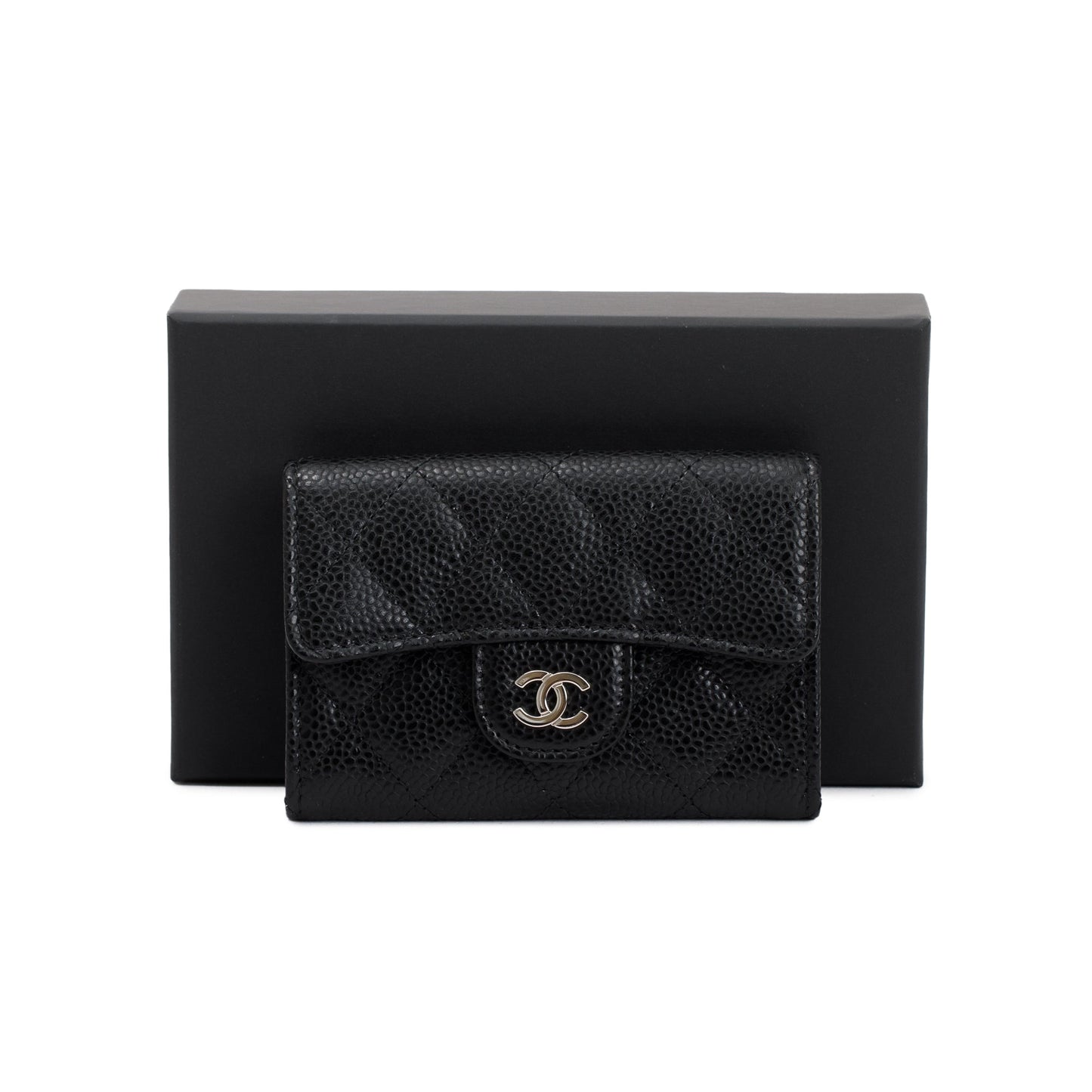 Chanel 2020 Black Caviar Leather Classic Flap Card Holder