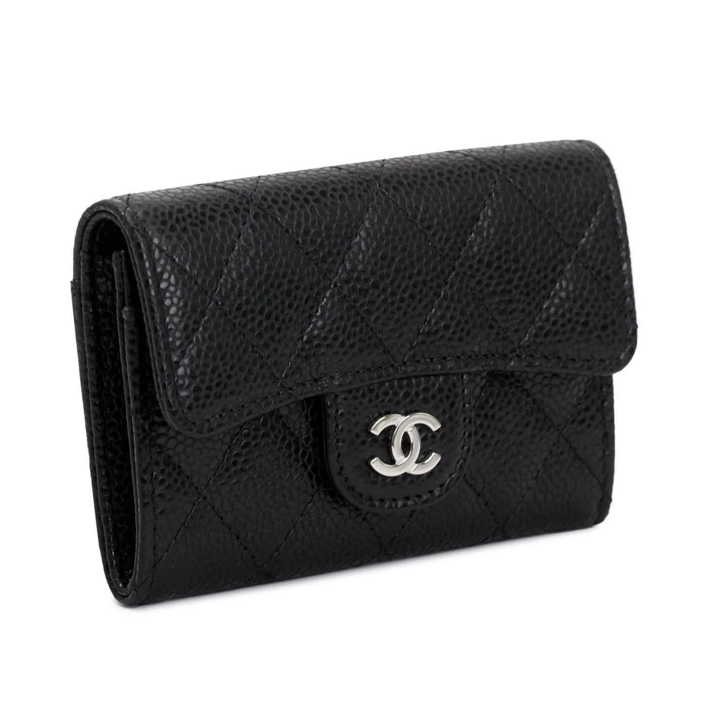 Chanel 2020 Black Caviar Leather Classic Flap Card Holder