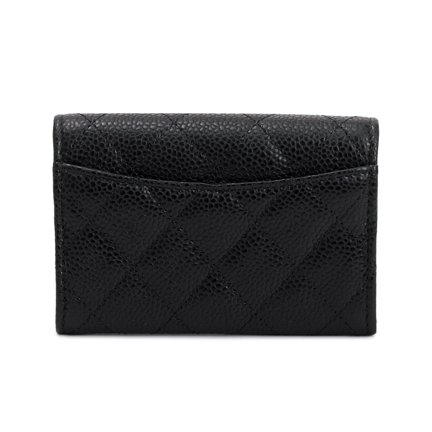 Chanel 2020 Black Caviar Leather Classic Flap Card Holder