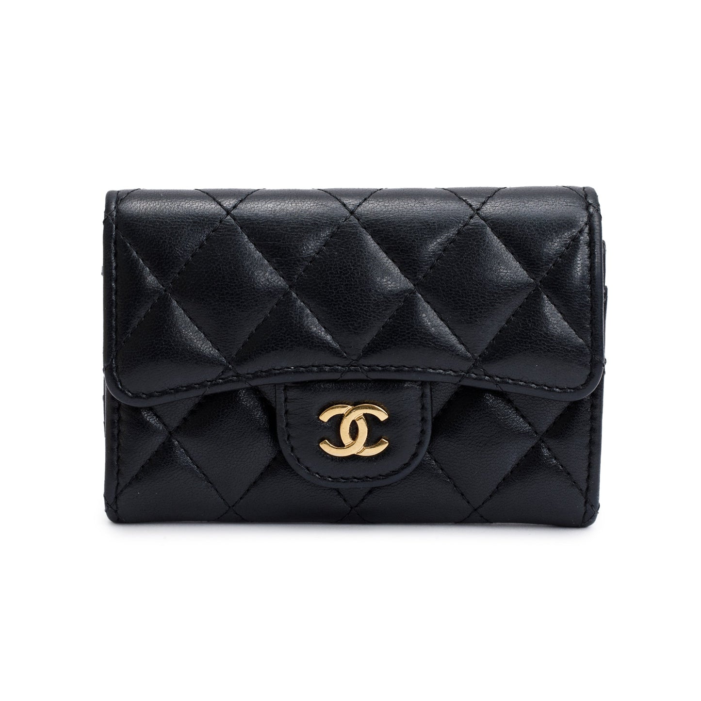 Chanel 2020 Black Lambskin Leather Classic Flap Card Holder