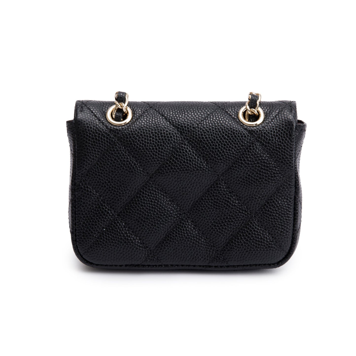 Chanel 2020 Black Quilted Caviar Leather Mini Chain Belt Bag