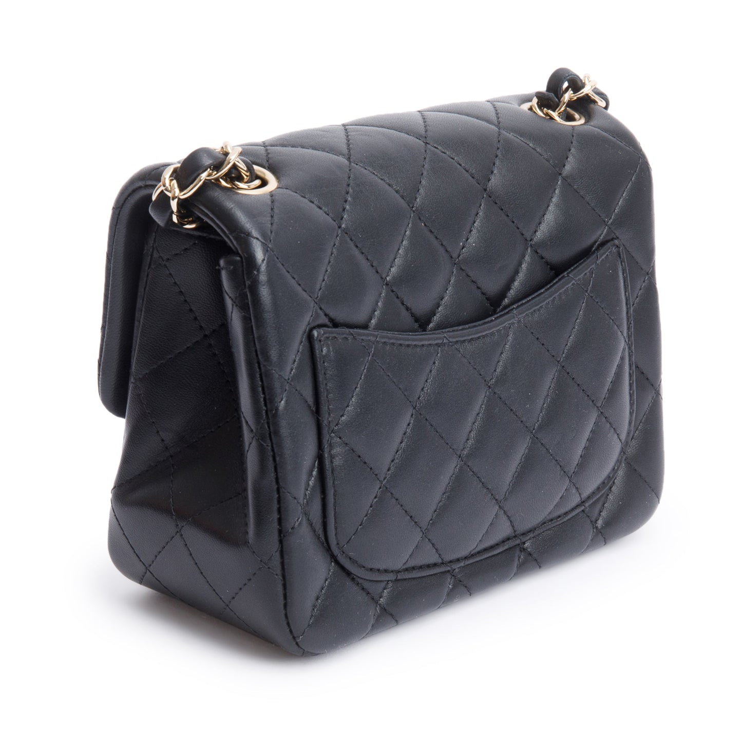 Chanel 2020 Black Quilted Lambskin Leather Classic Square Mini Flap Bag