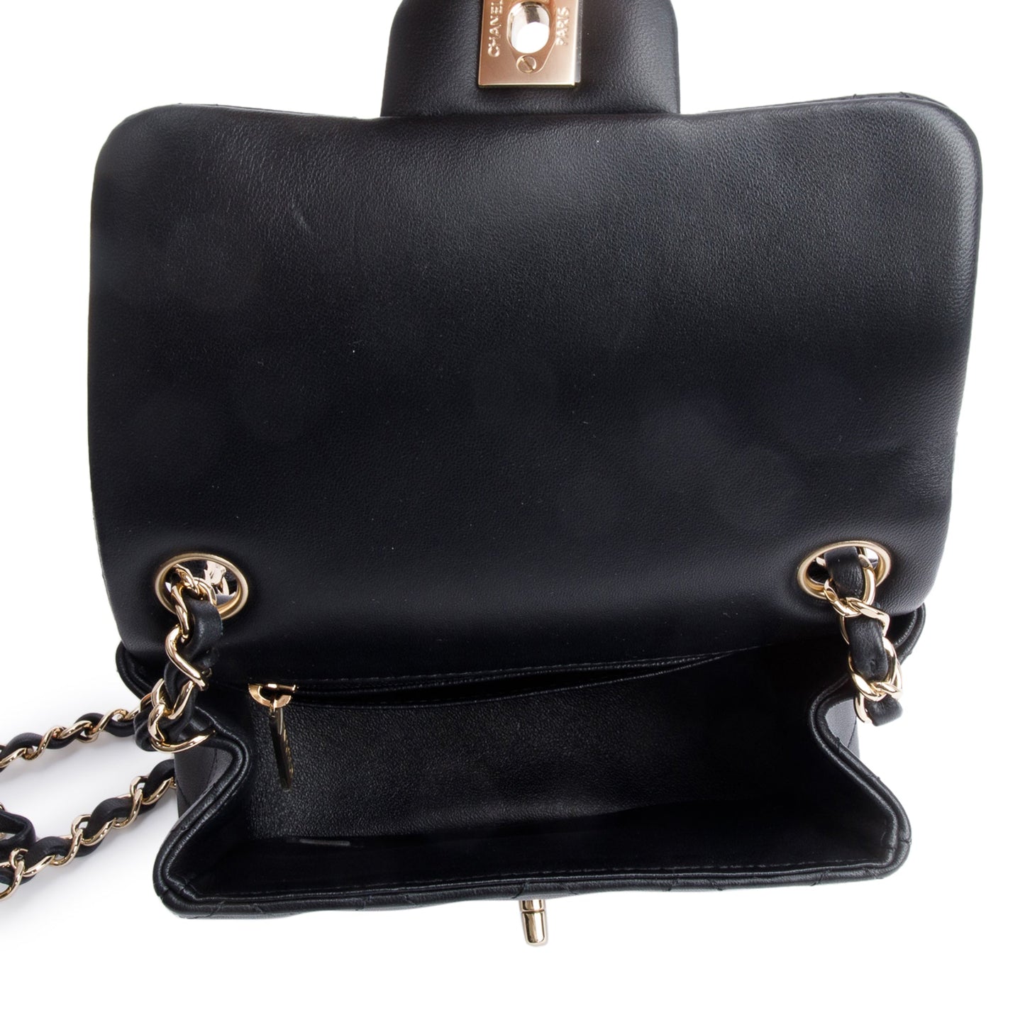 Chanel 2020 Black Quilted Lambskin Leather Classic Square Mini Flap Bag
