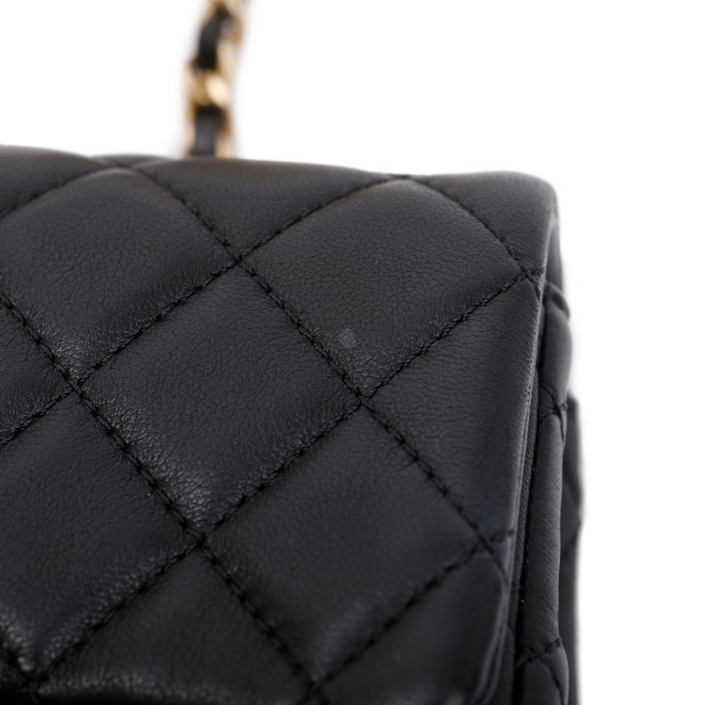Chanel 2020 Black Quilted Lambskin Pearl Crush Square Mini Flap Bag