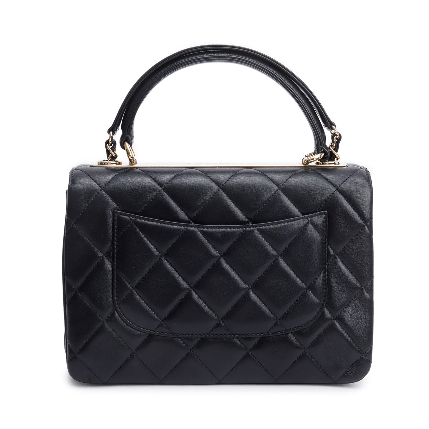 Chanel 2020 Black Quilted Lambskin Trendy CC Small Top Handle Flap Bag