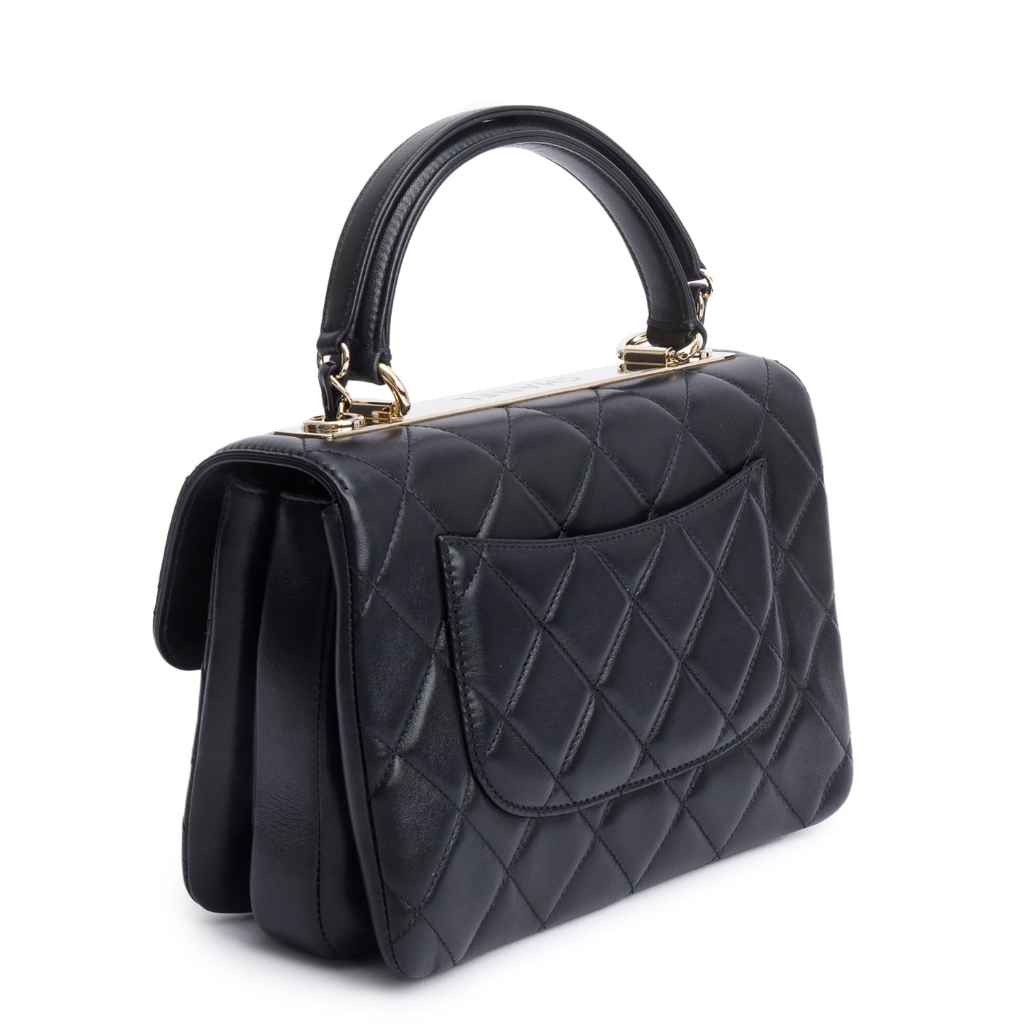 Chanel 2020 Black Quilted Lambskin Trendy CC Small Top Handle Flap Bag