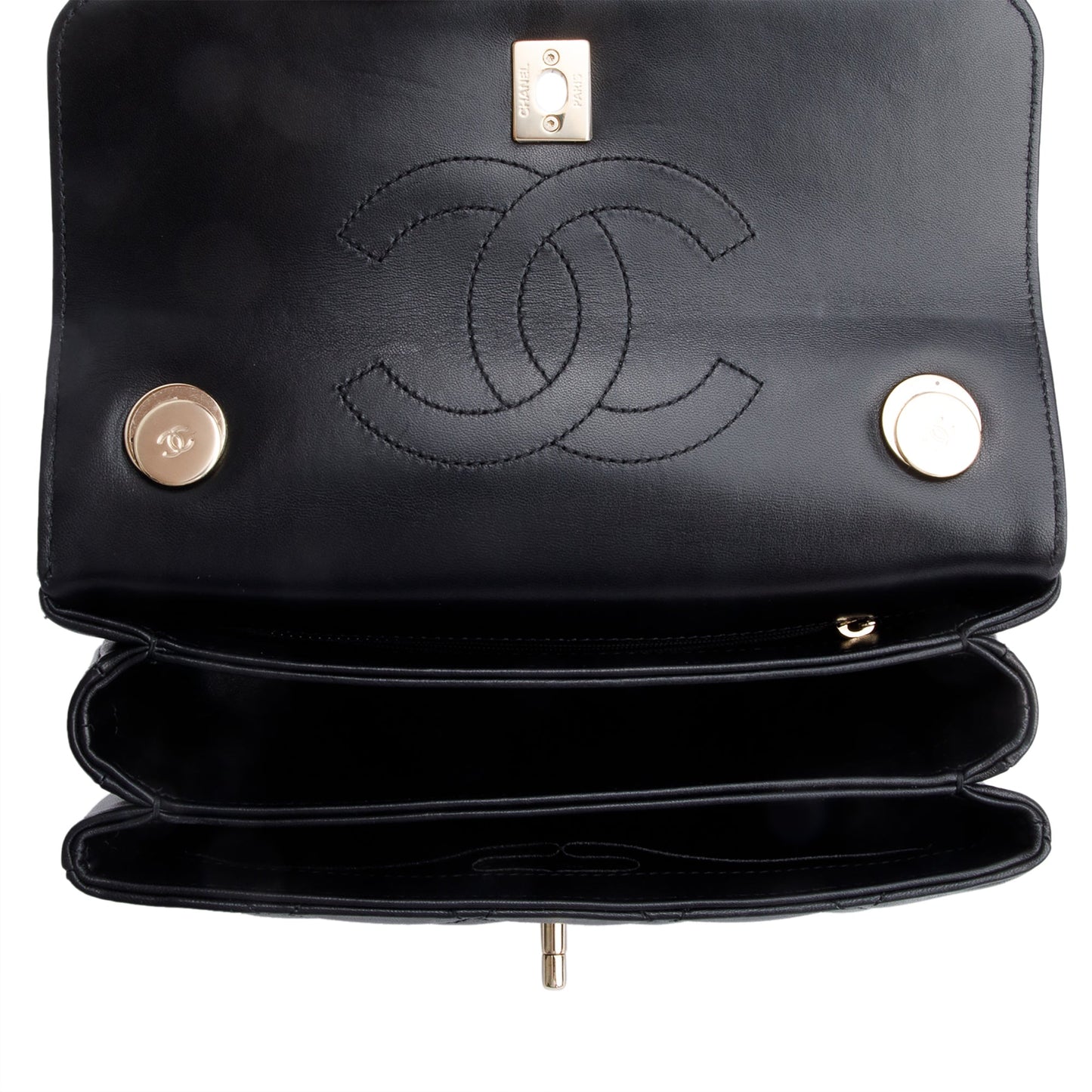 Chanel 2020 Black Quilted Lambskin Trendy CC Small Top Handle Flap Bag