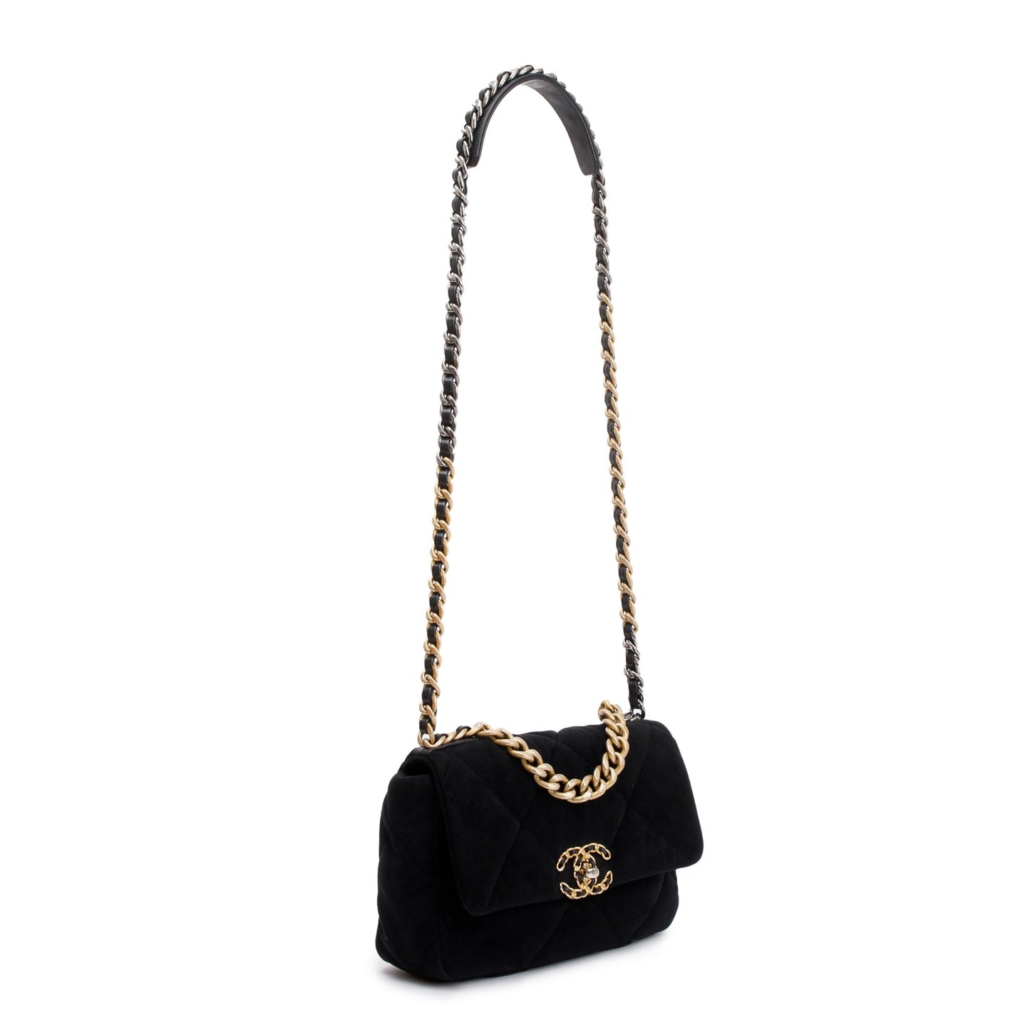 Chanel 2020 Black Velvet Medium 19 Flap Bag