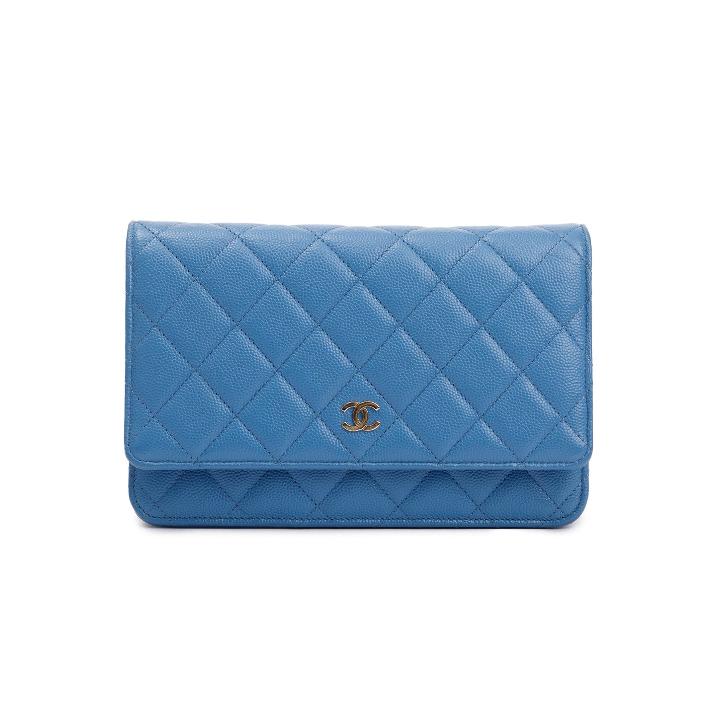 Chanel 2020 Blue Caviar Leather Classic Wallet on Chain