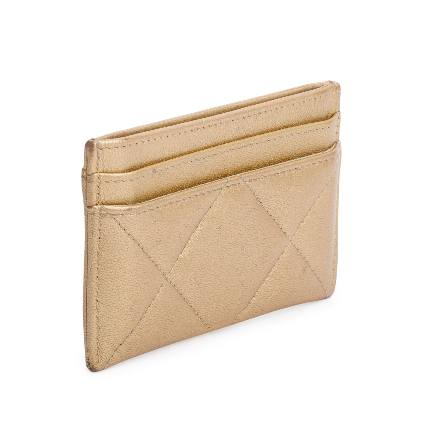 Chanel 2020 Gold Iridescent Lambskin Leather 19 Card Holder