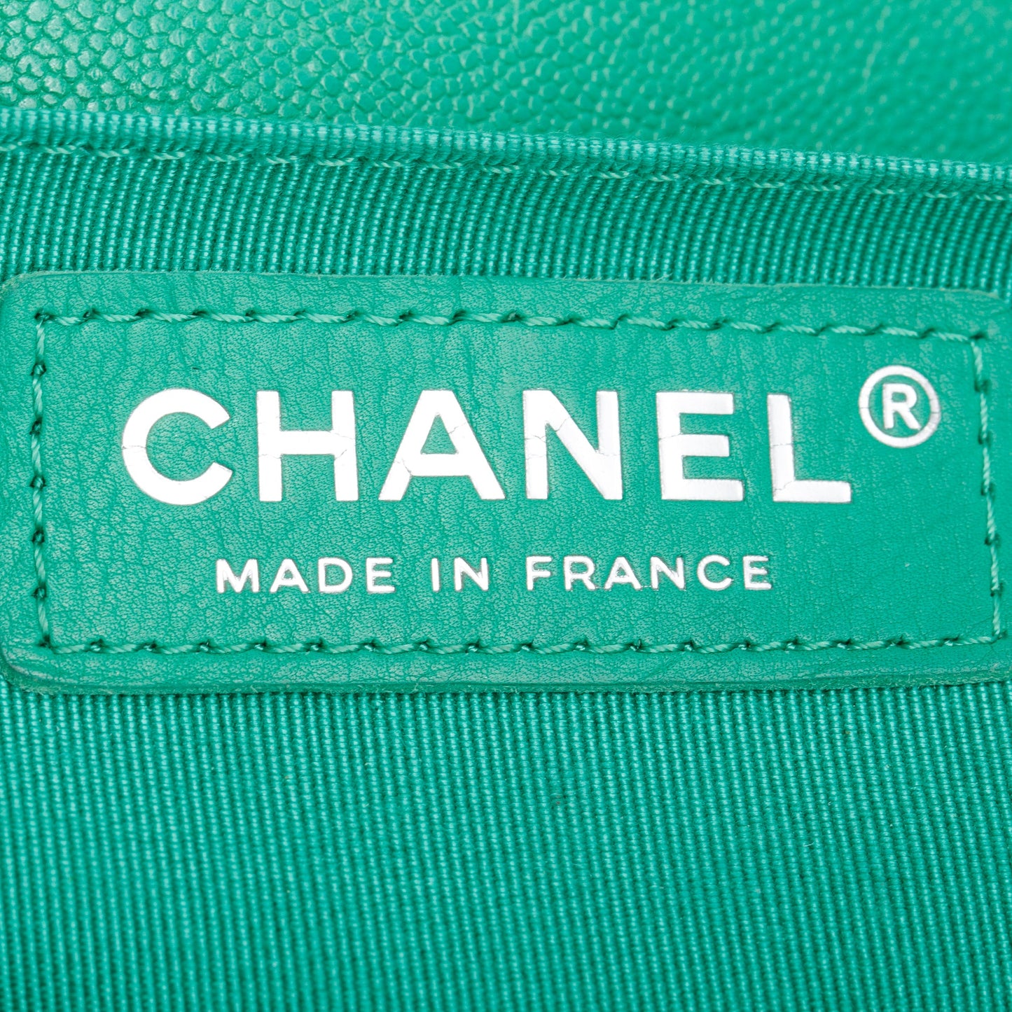 Chanel 2020 Green Quilted Caviar Leather Medium Boy Bag